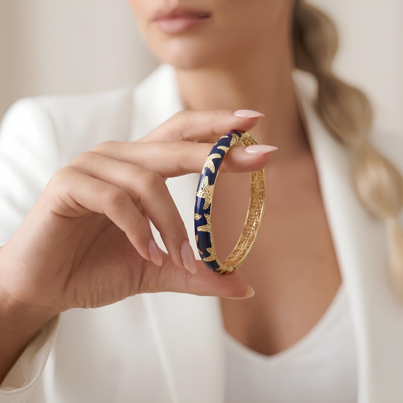 Navy Enamel Sea Star Bangle