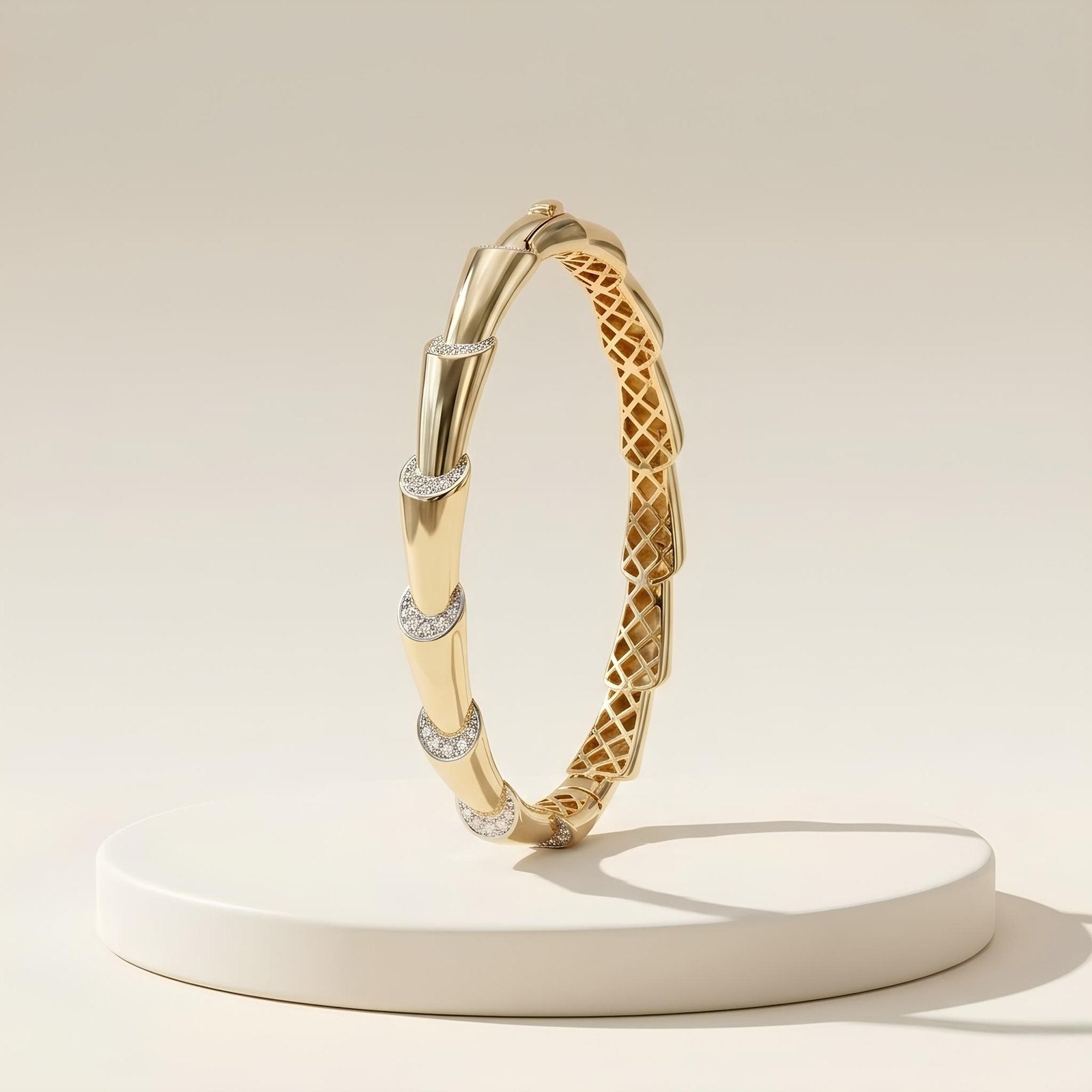 Bamboo Pave Zircon Bangle
