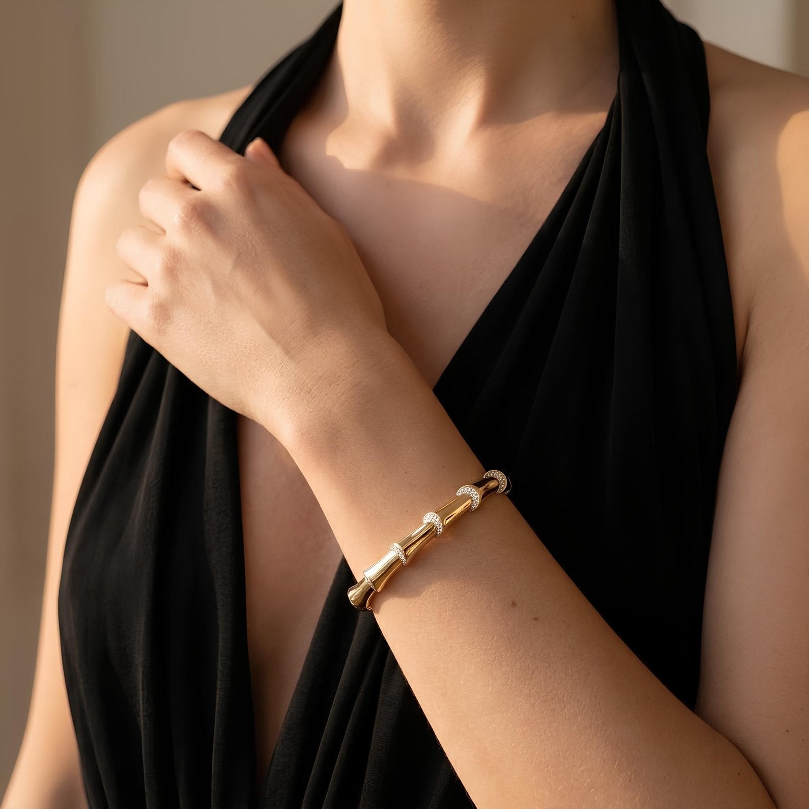 Bamboo Pave Zircon Bangle