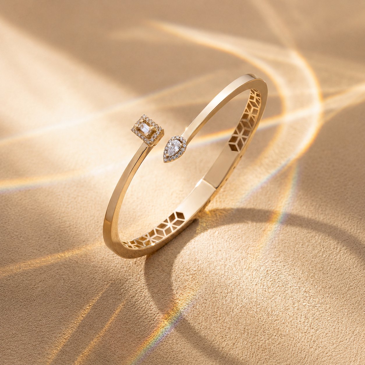 Pear and Emerald Cut Zircon Bangle