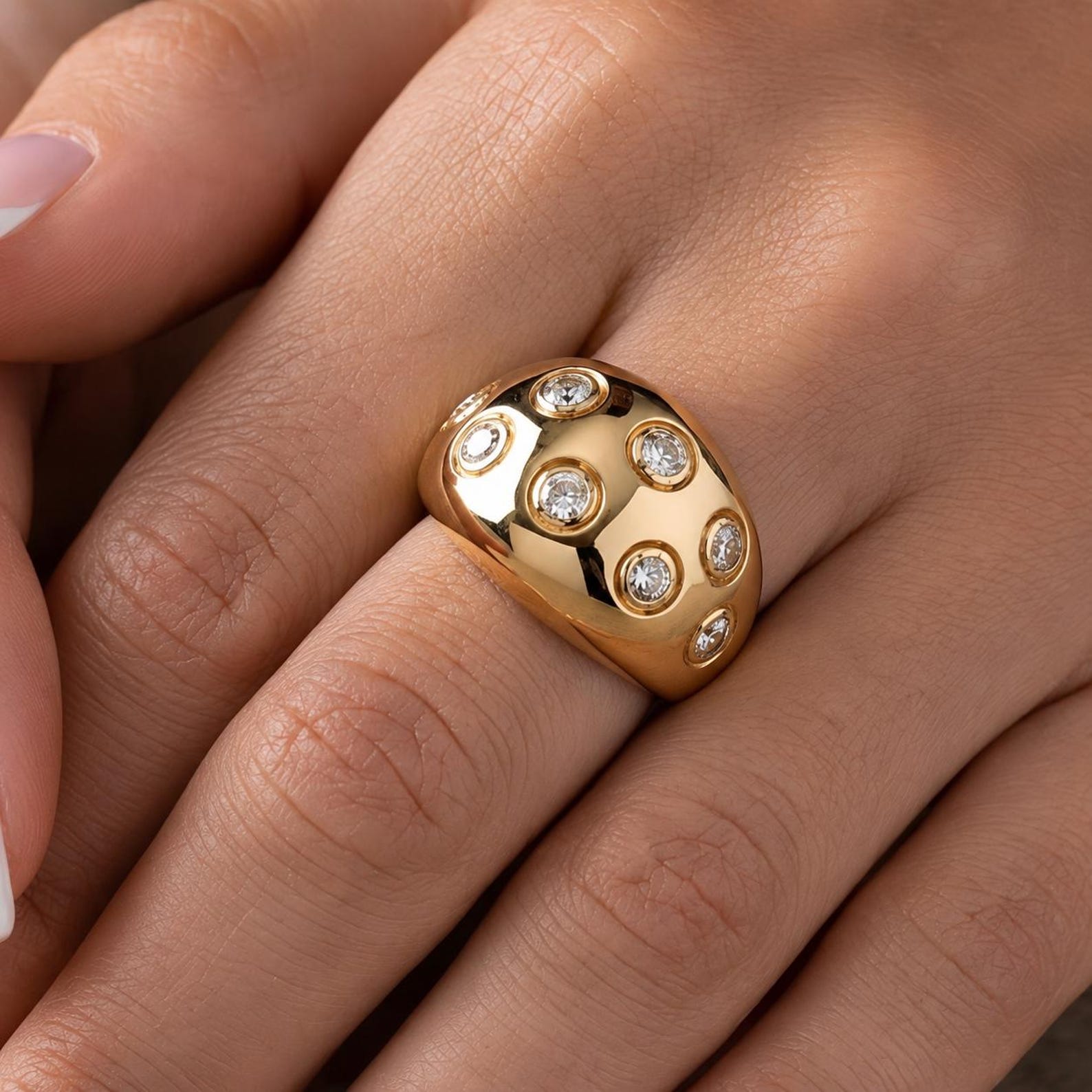 Scattered Bezel Dome Ring