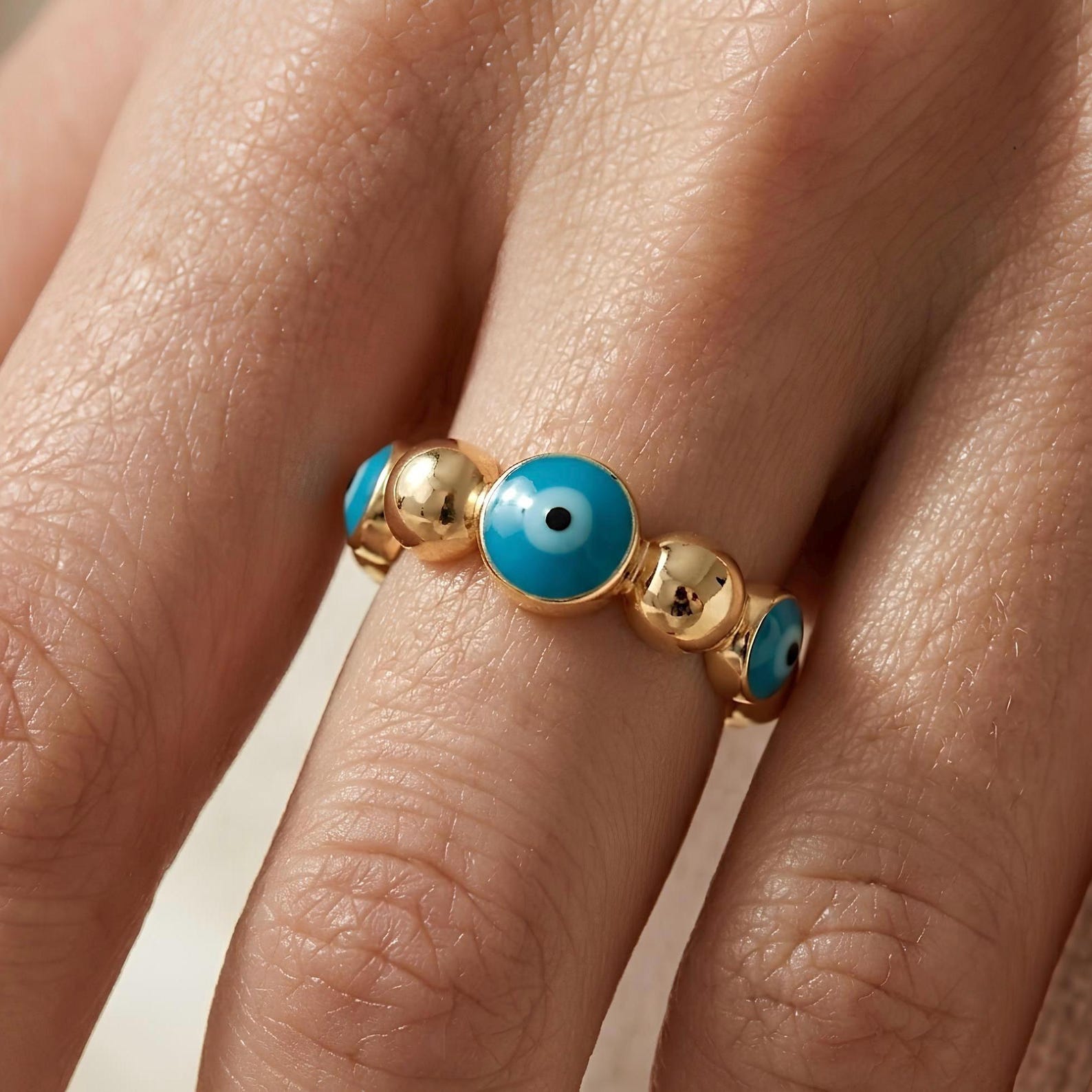 Evil Eye Bead Ring