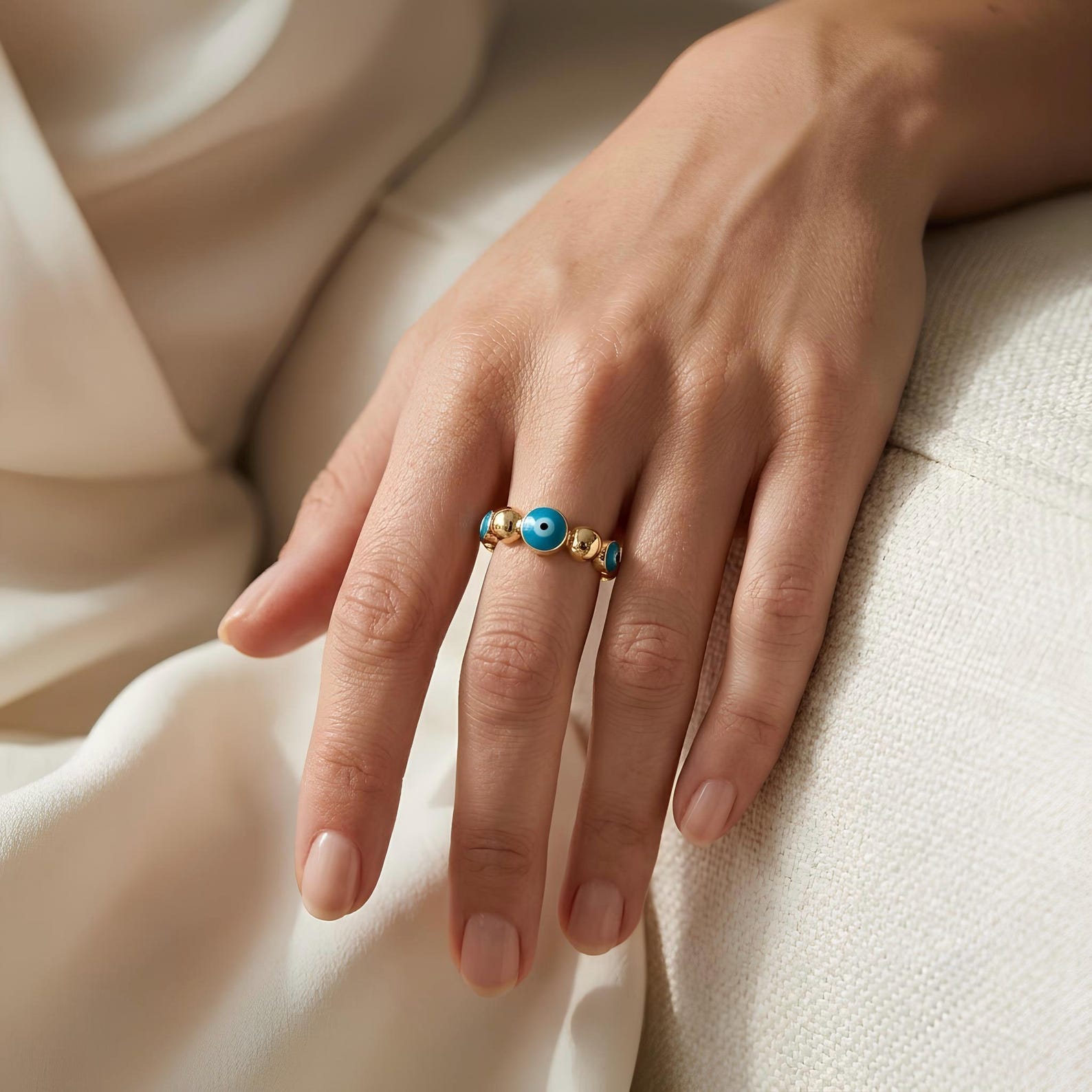 Evil Eye Bead Ring