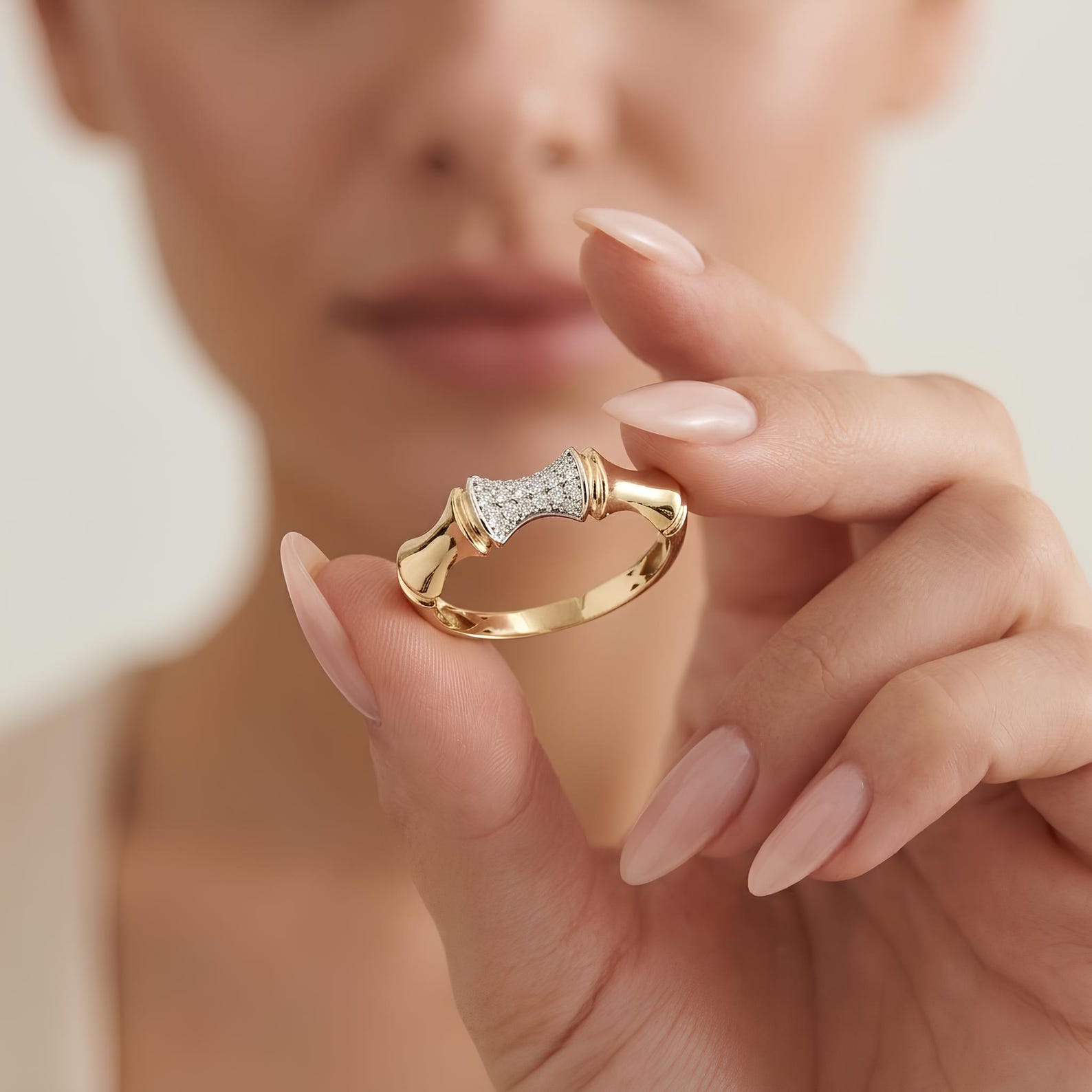 Bamboo Zircon Ring