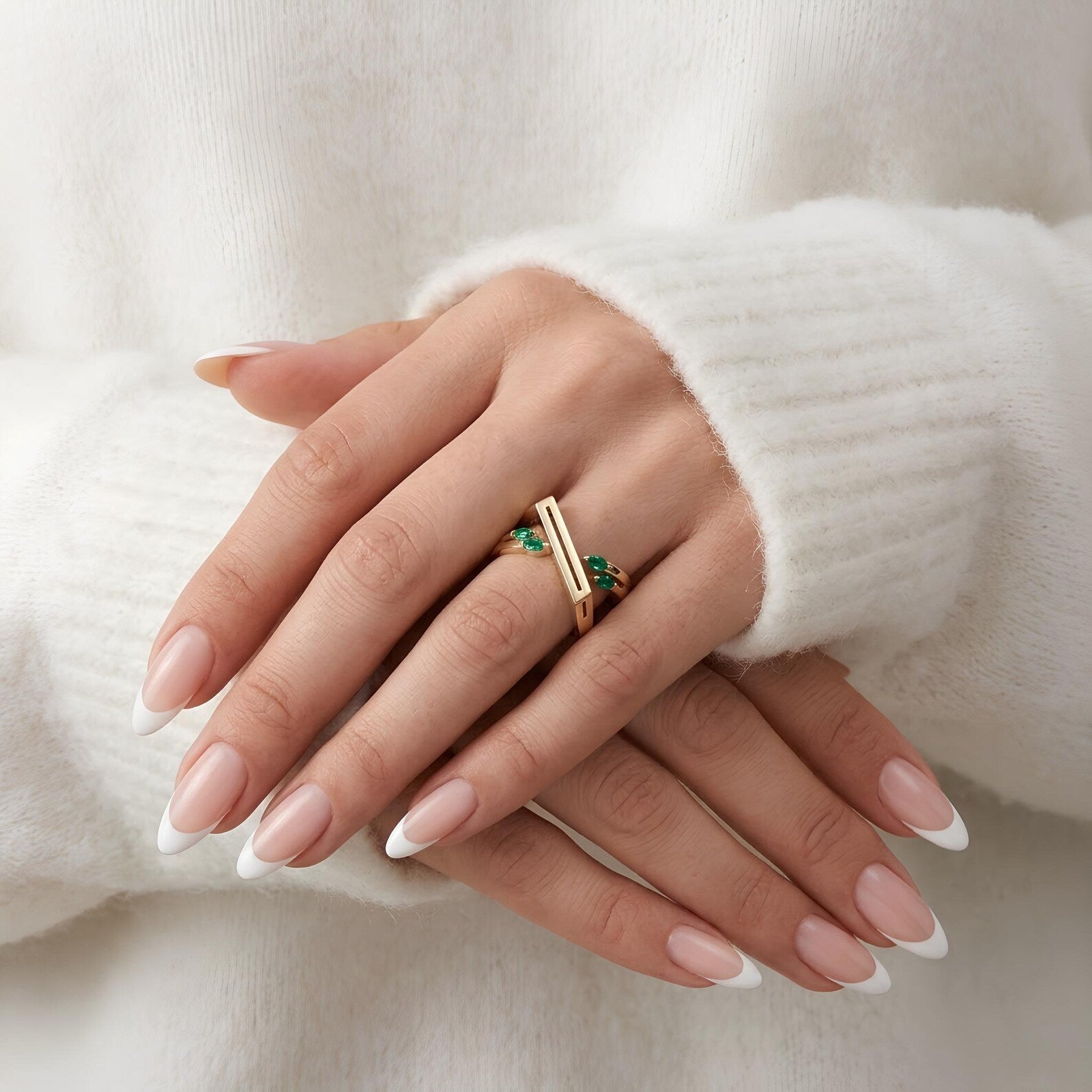 Emerald Bar Ring