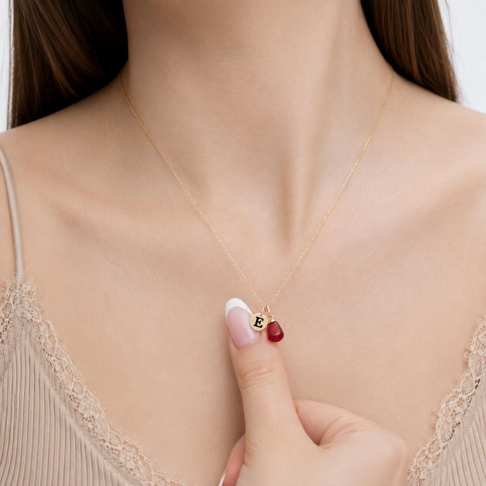 Pomegranate Letter Necklace