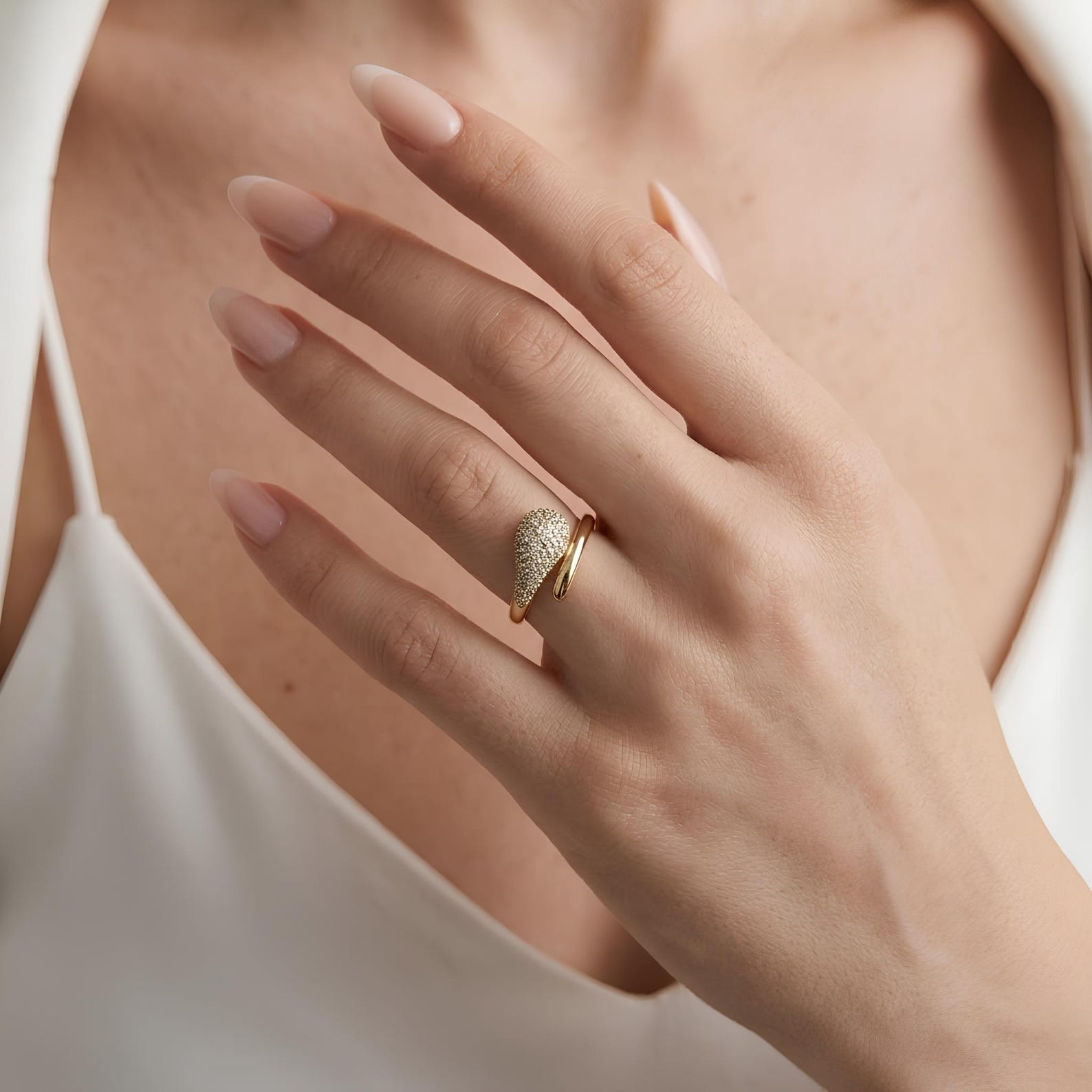 Pave Crossover Ring