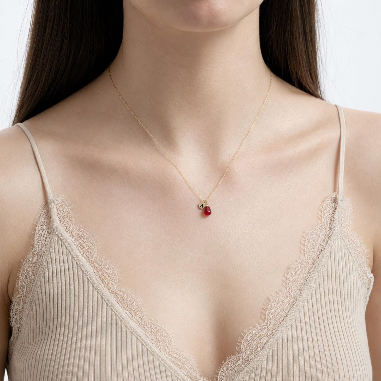 Pomegranate Letter Necklace