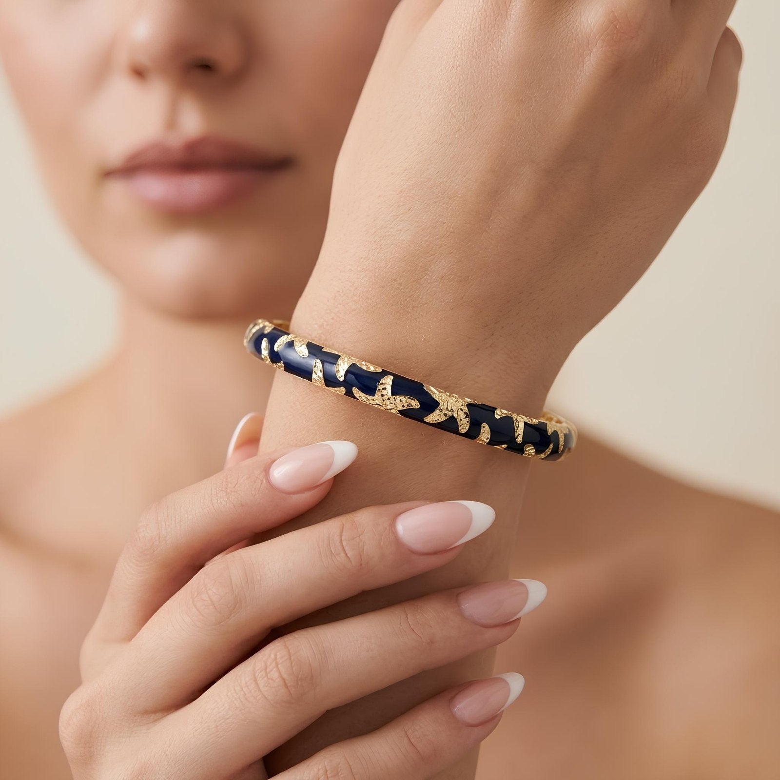 Navy Enamel Sea Star Bangle