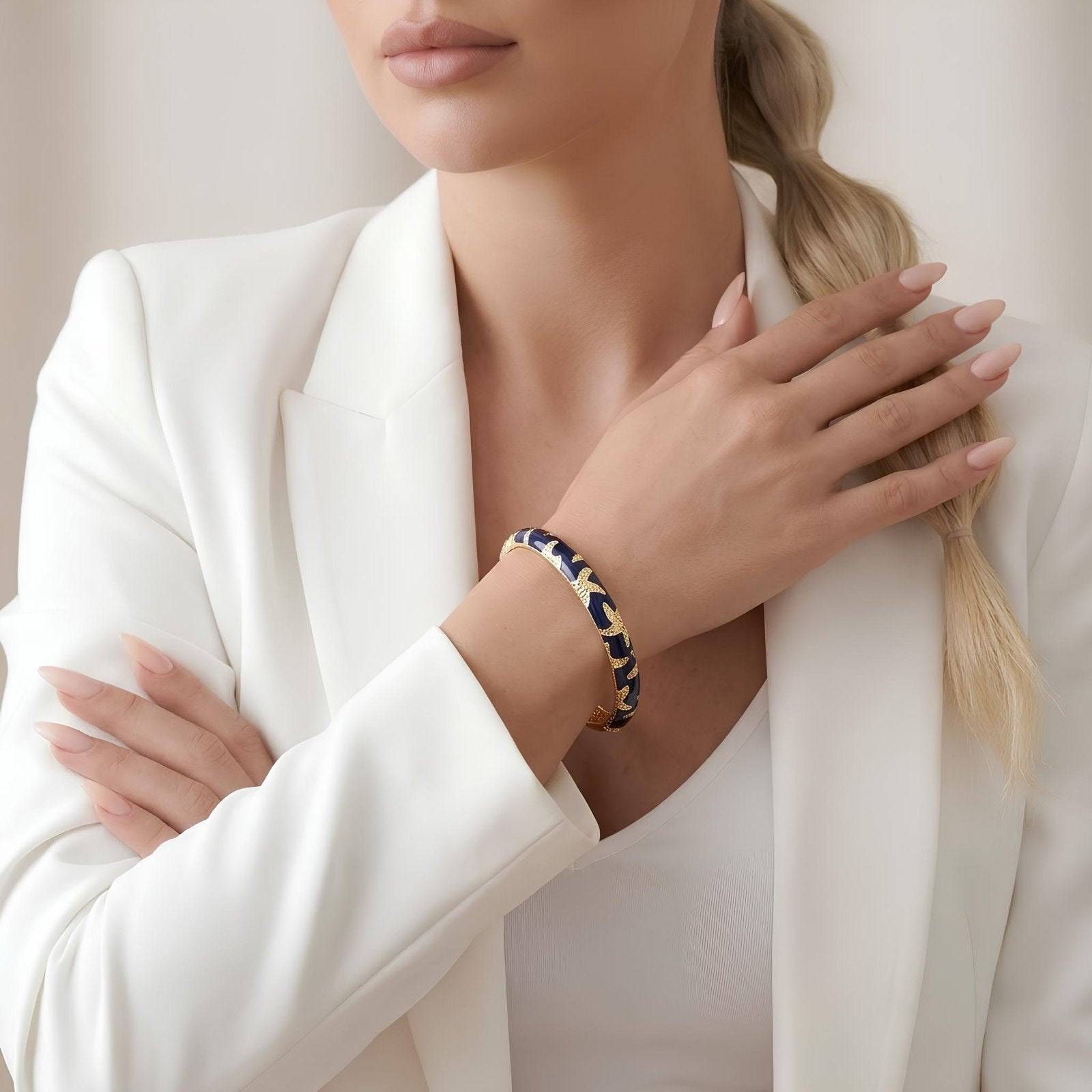 Navy Enamel Sea Star Bangle