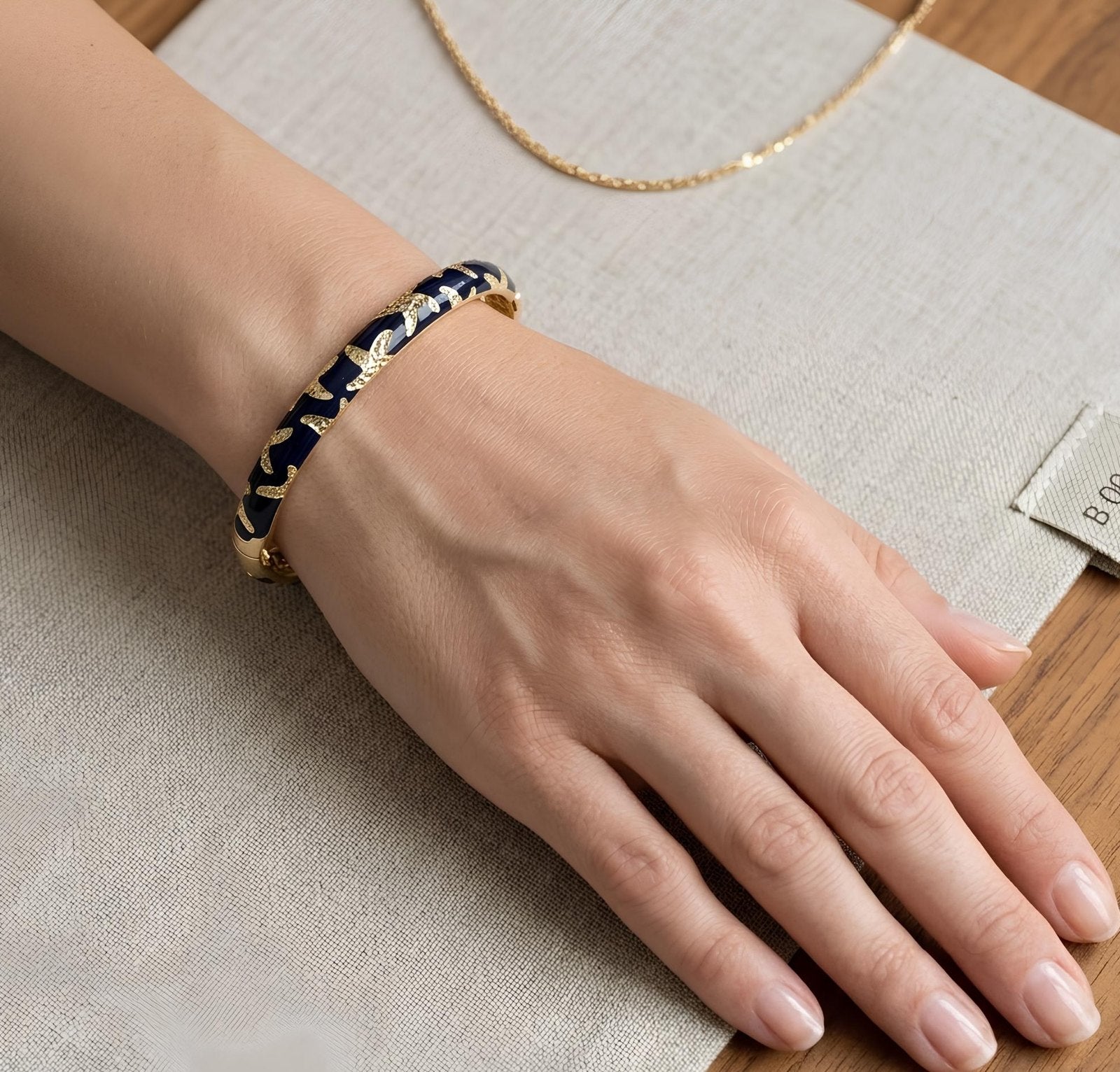 Navy Enamel Sea Star Bangle