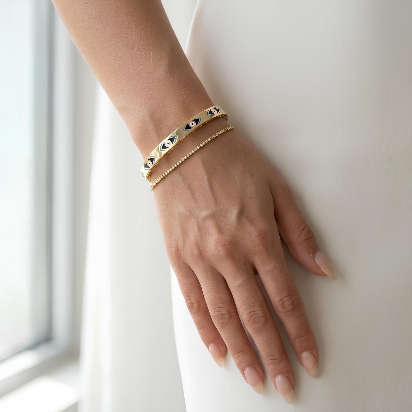 Evil Eye Enamel Bangle