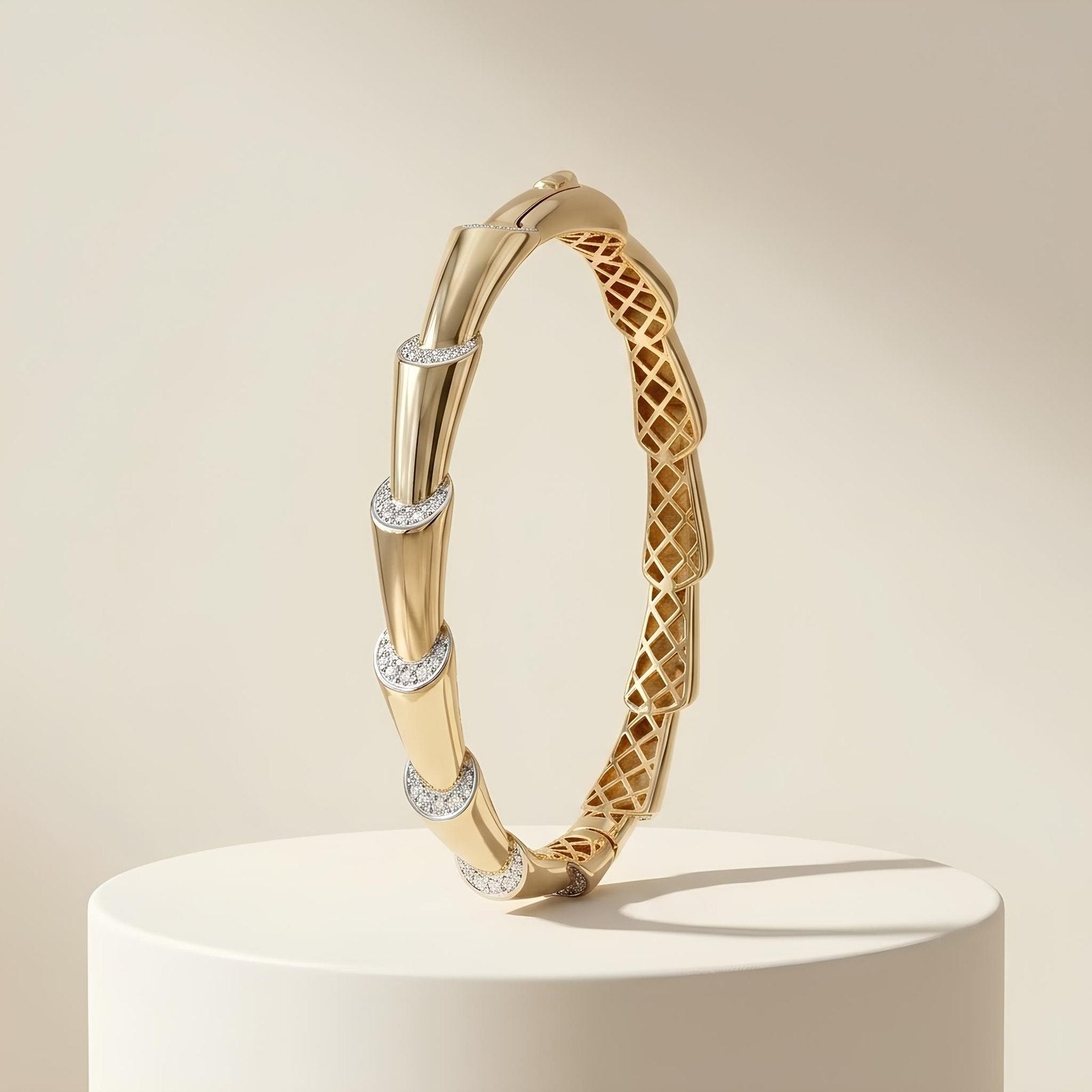 Bamboo Pave Zircon Bangle