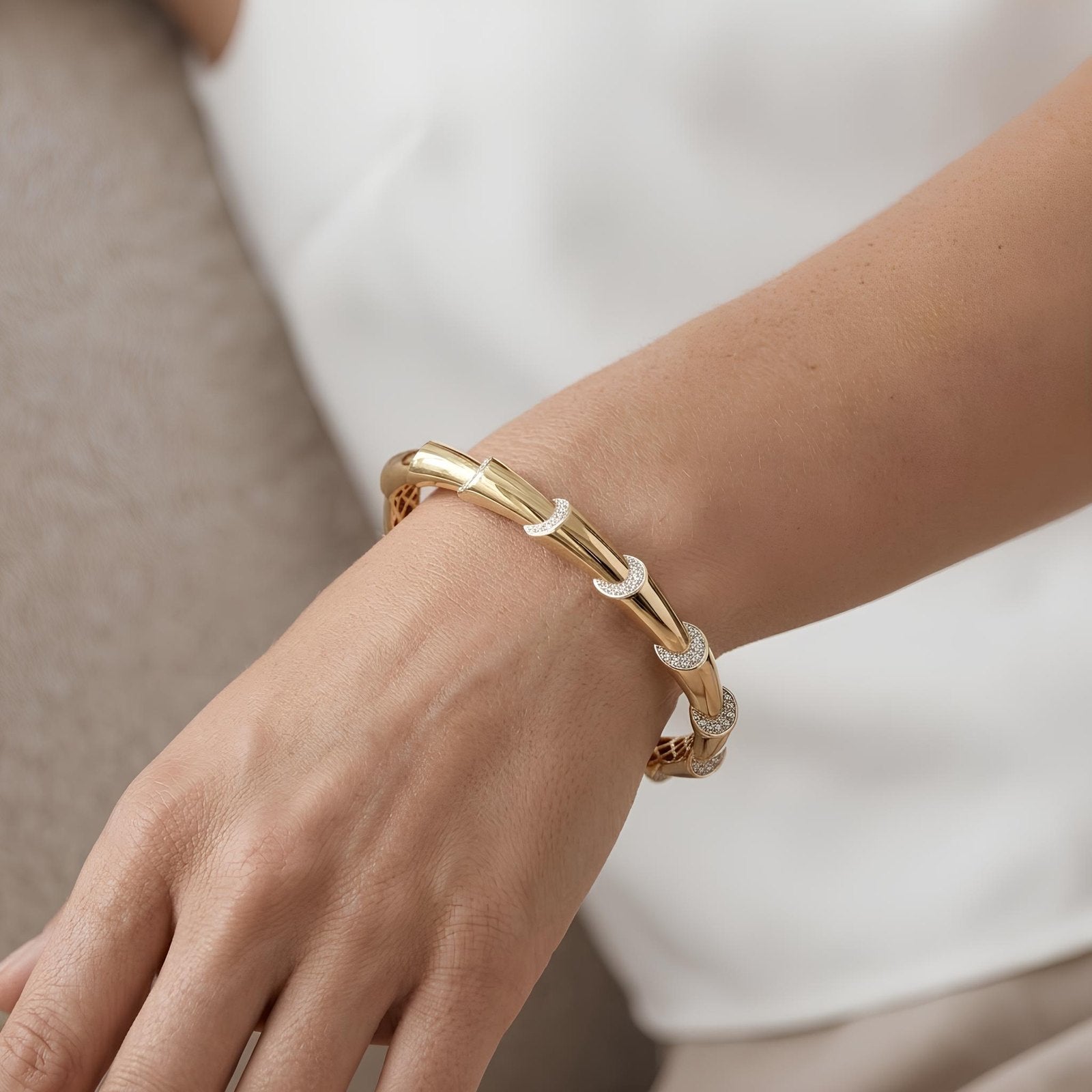 Bamboo Pave Zircon Bangle