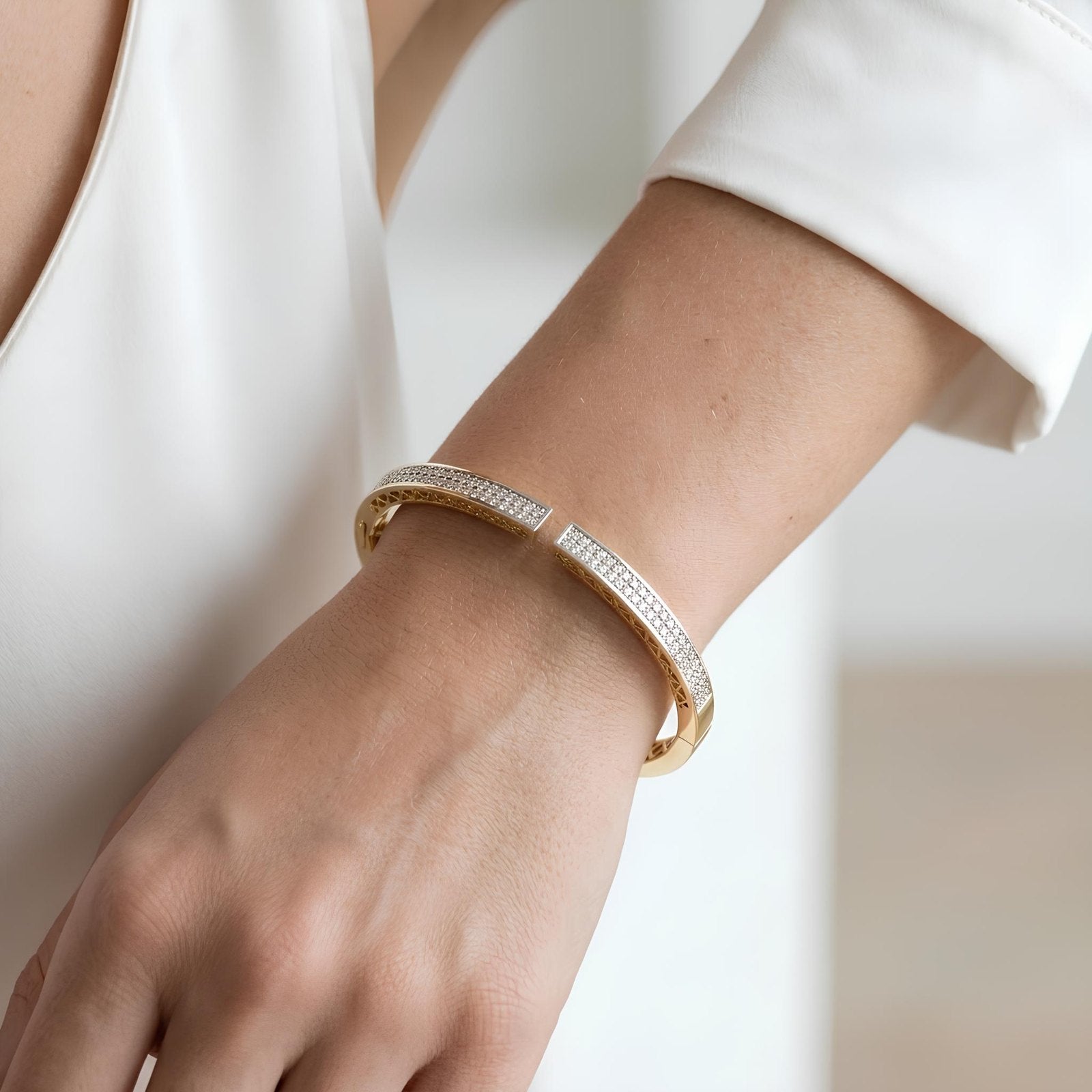 Double Row Pave Zircon Bangle