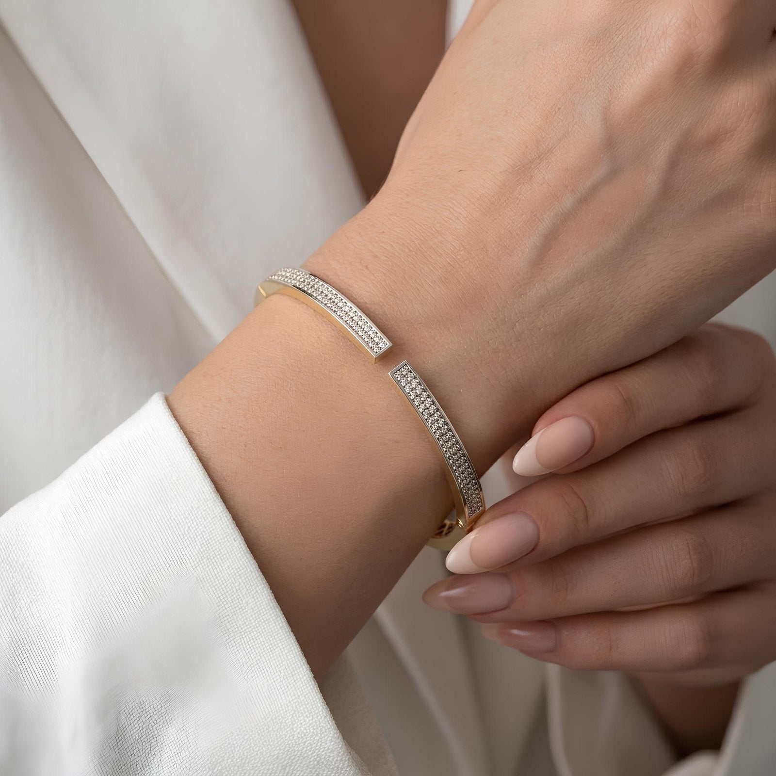 Double Row Pave Zircon Bangle