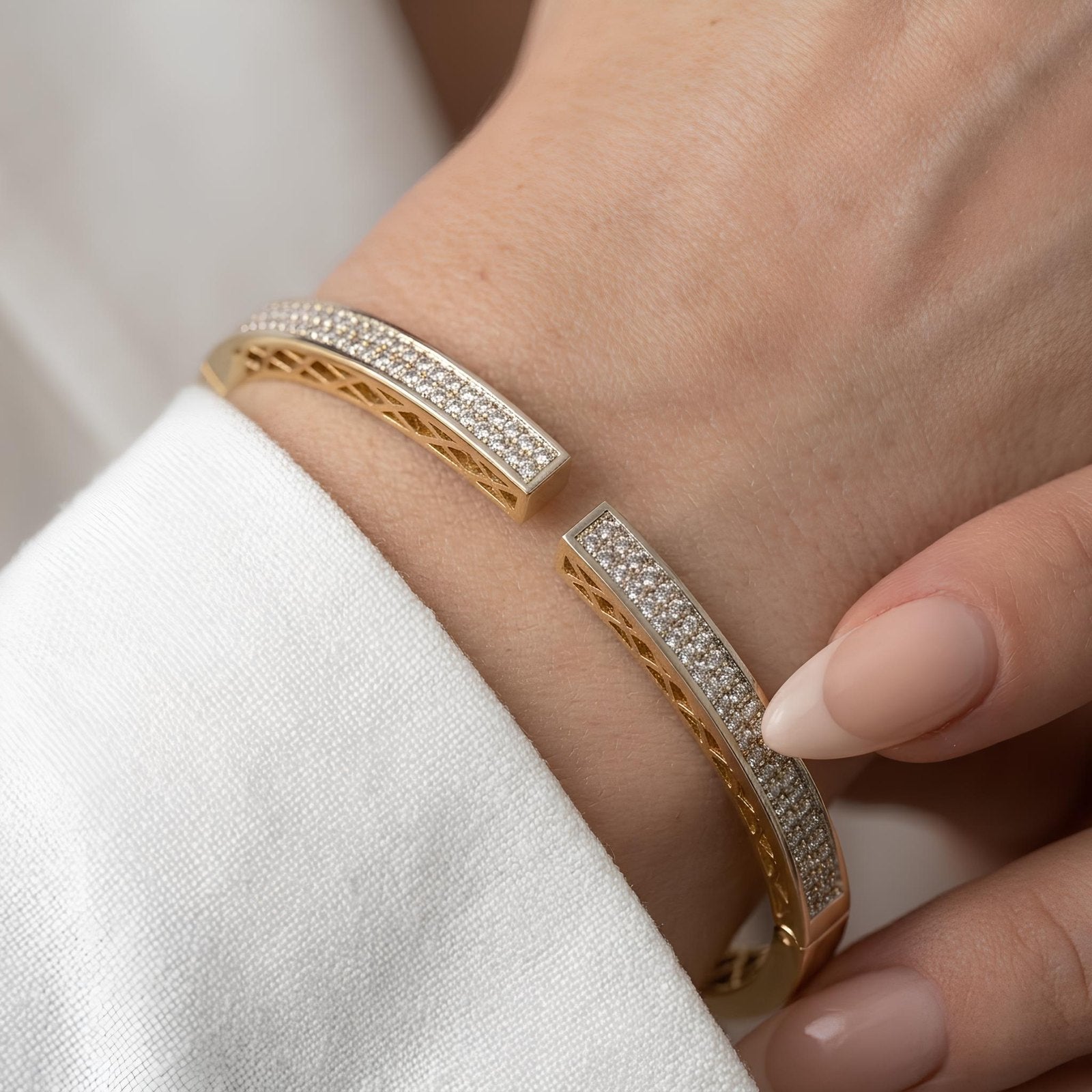 Double Row Pave Zircon Bangle