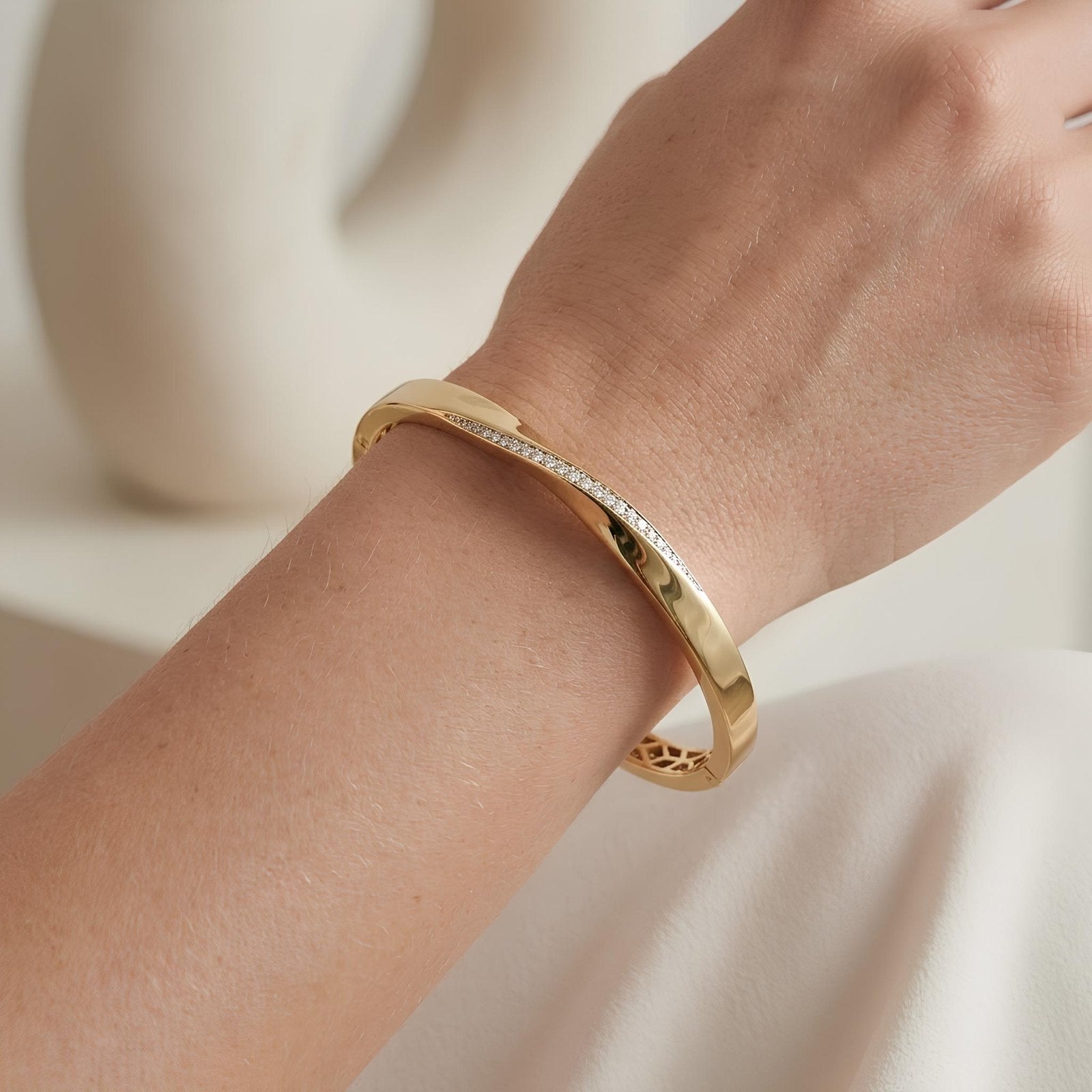 Twisted Pave Crossover Bangle