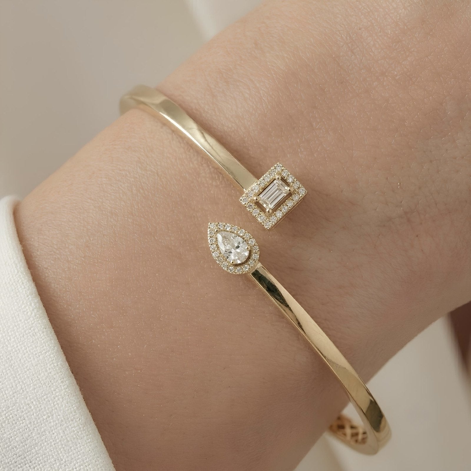 Pear and Emerald Cut Zircon Bangle