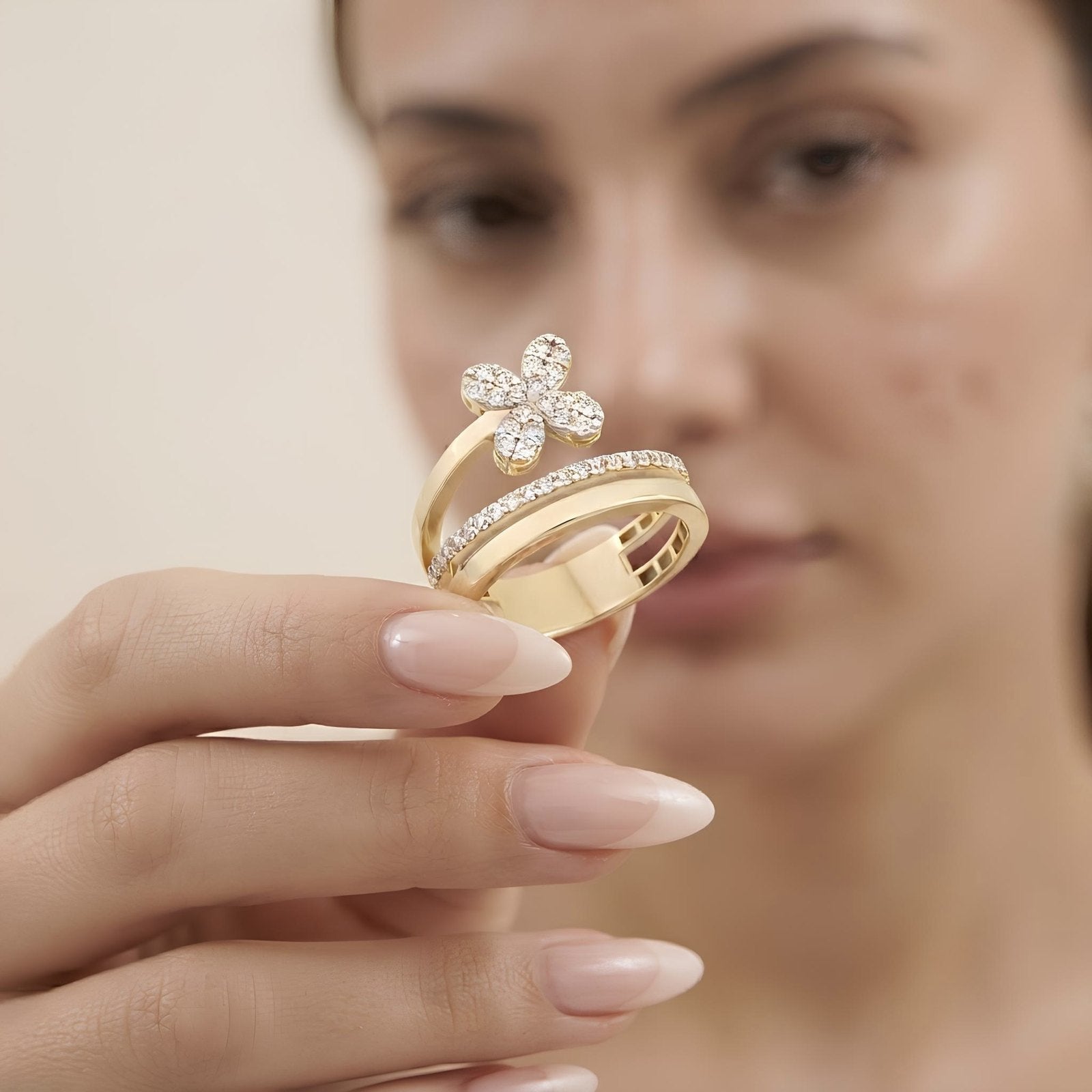 Pave Blossom Ring