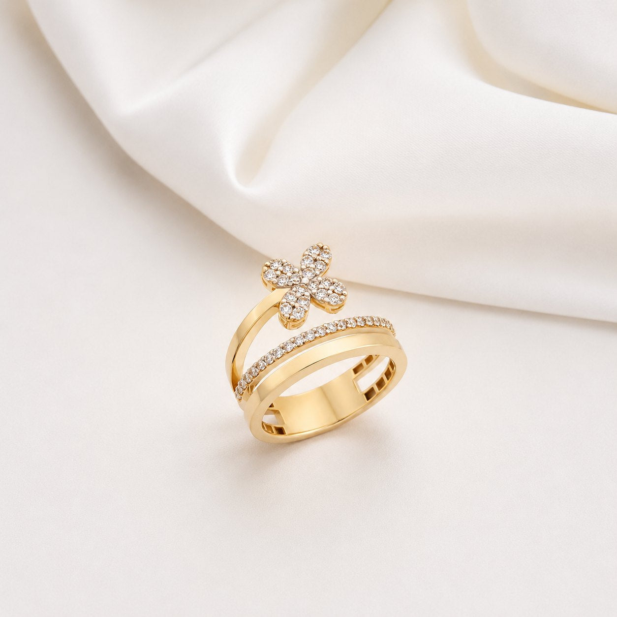 Pave Blossom Ring
