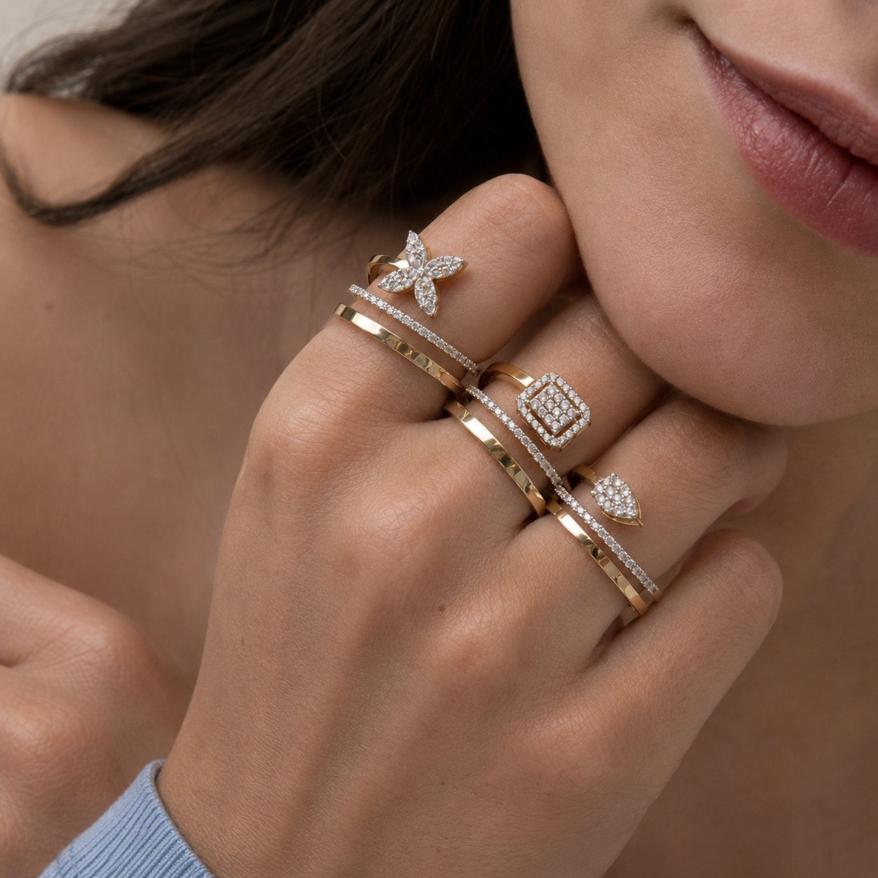 Pave Blossom Ring
