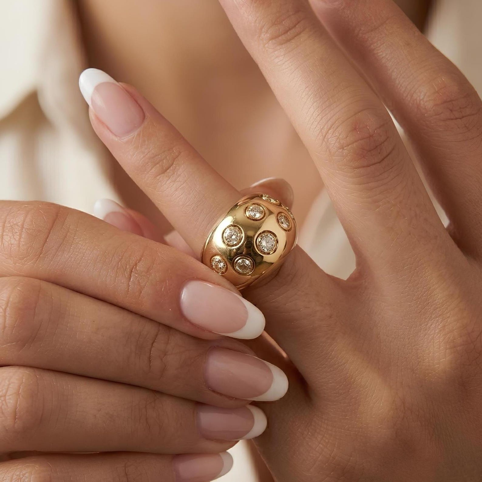 Scattered Bezel Dome Ring