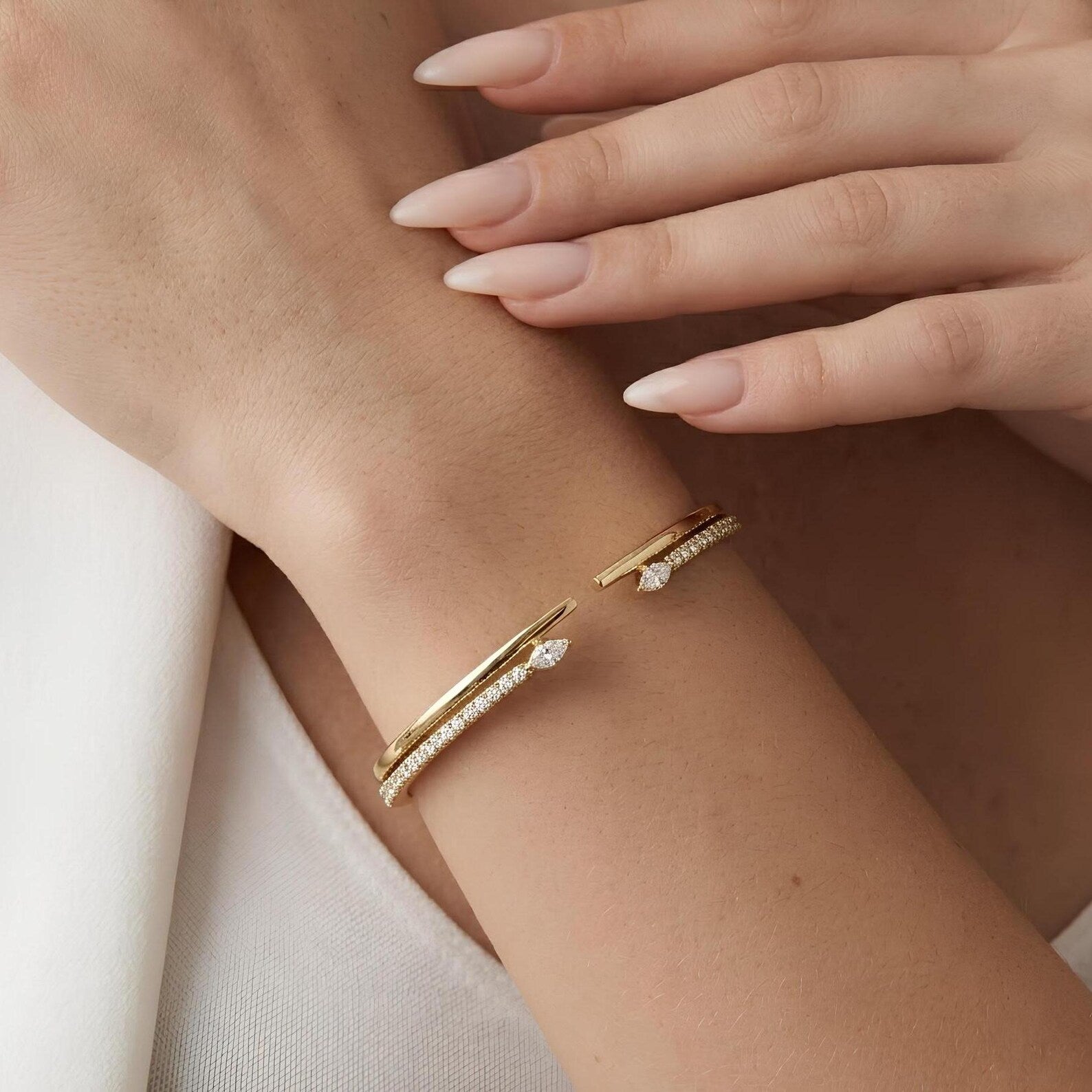 Pave Pear Bangle