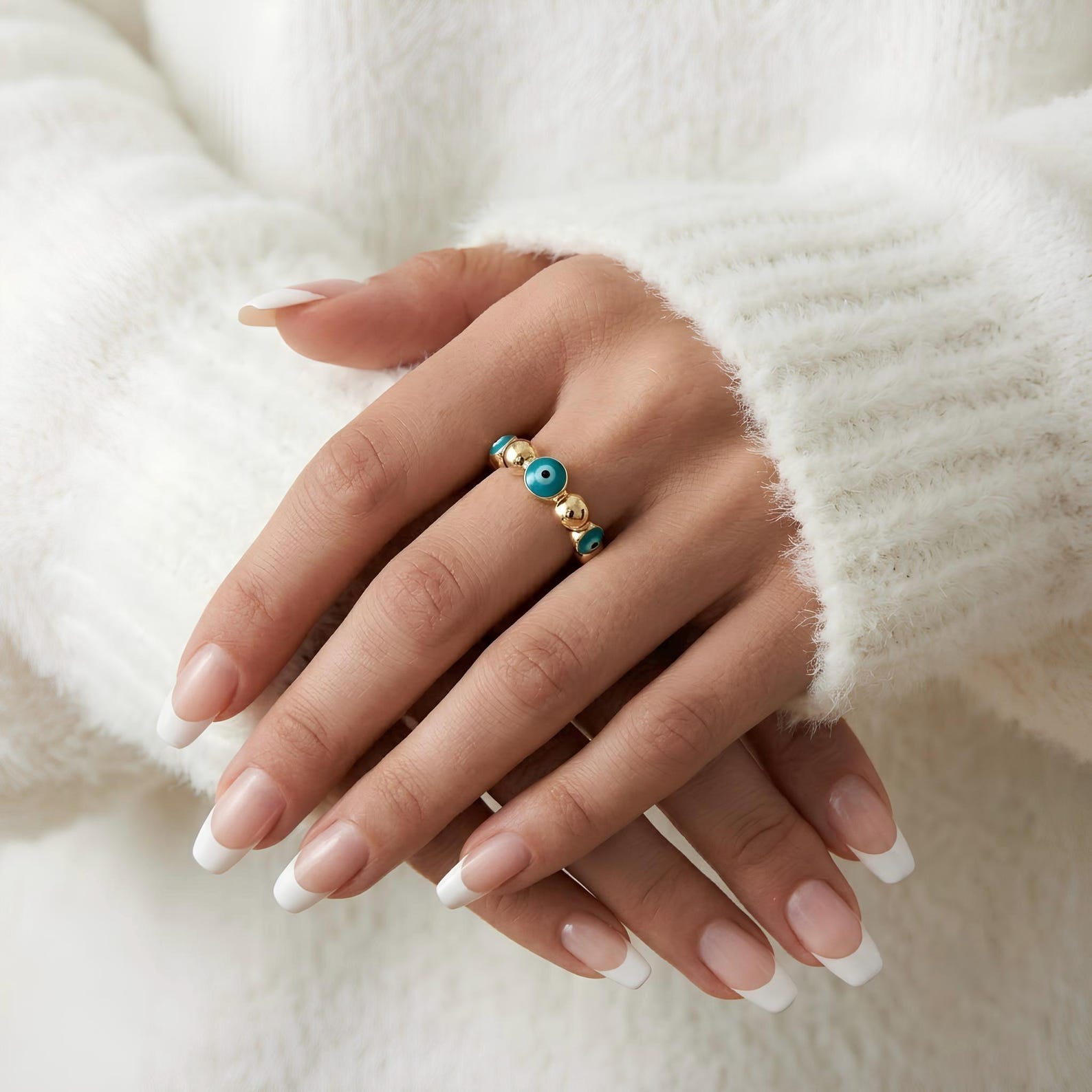 Evil Eye Bead Ring