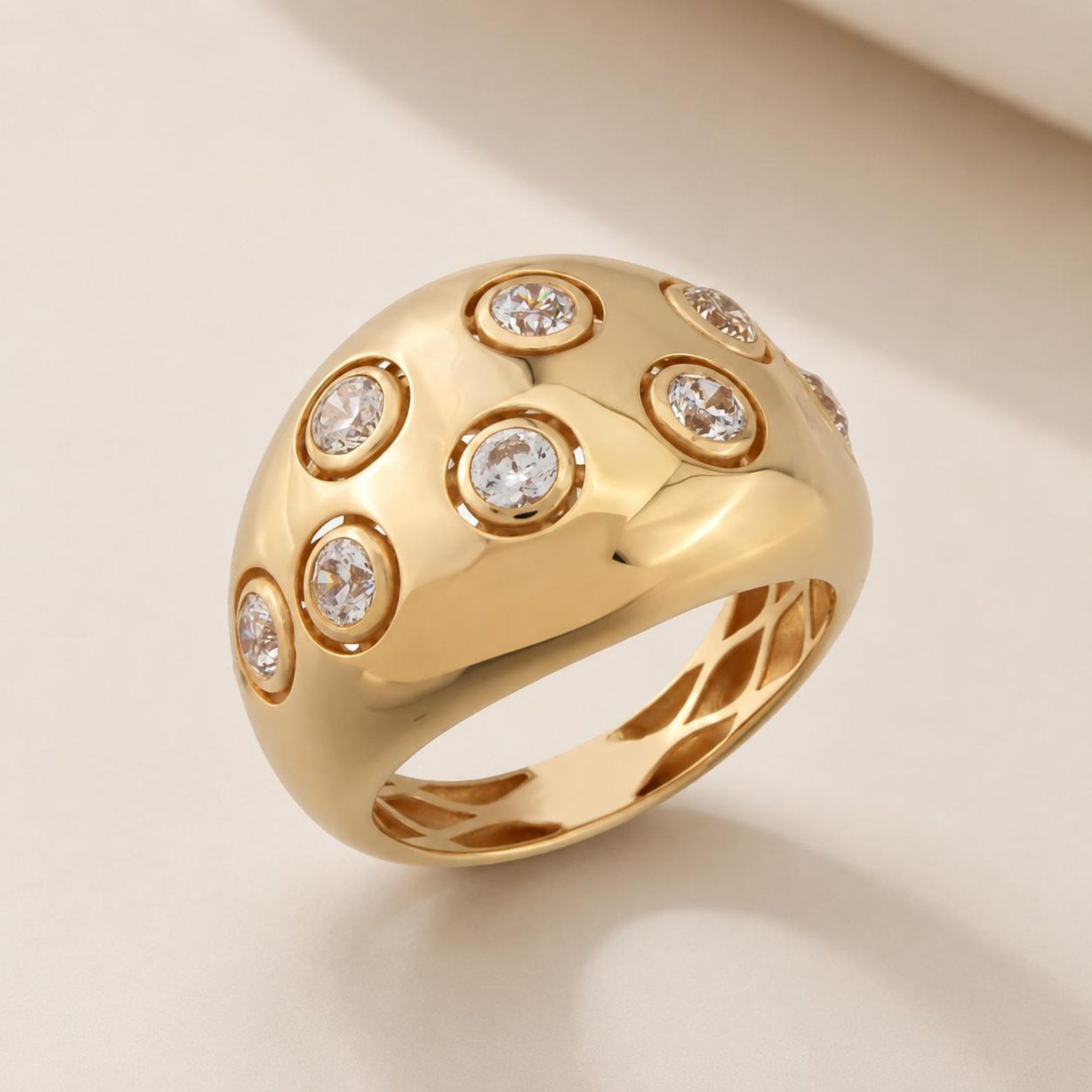 Scattered Bezel Dome Ring
