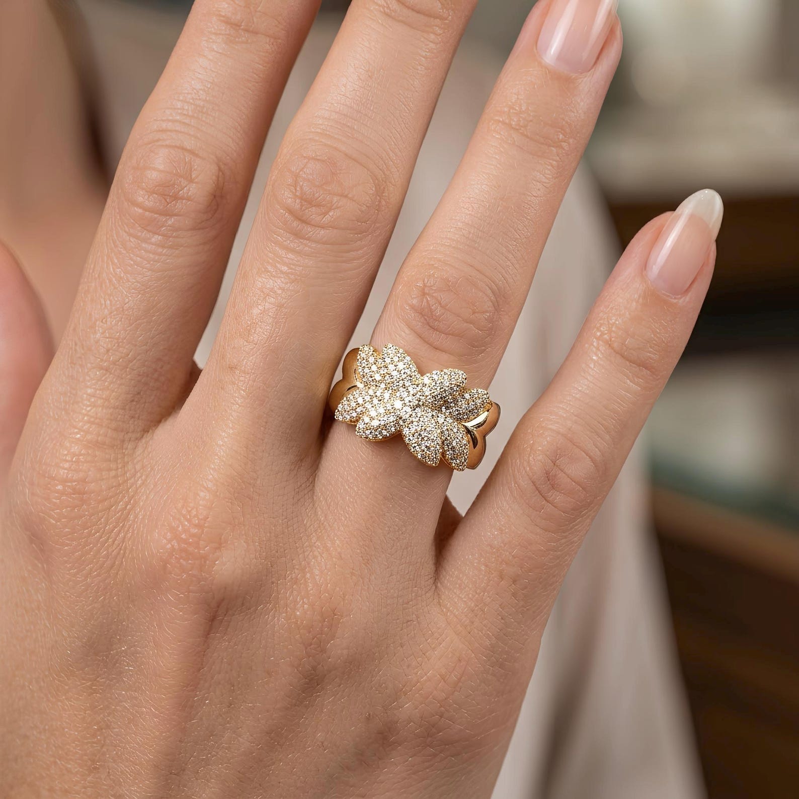 Pave Flower Ring