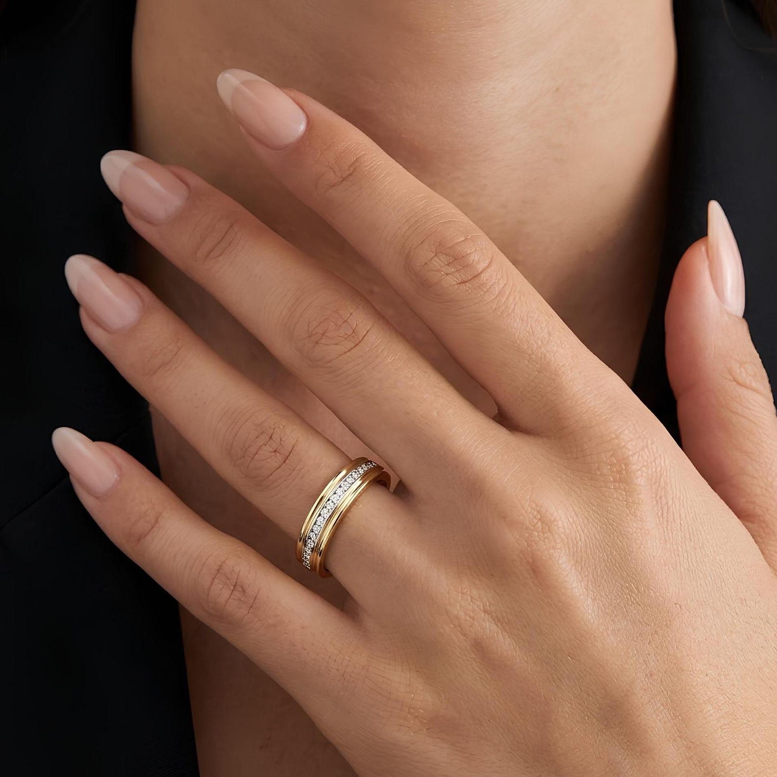 Inlaid Pave Band