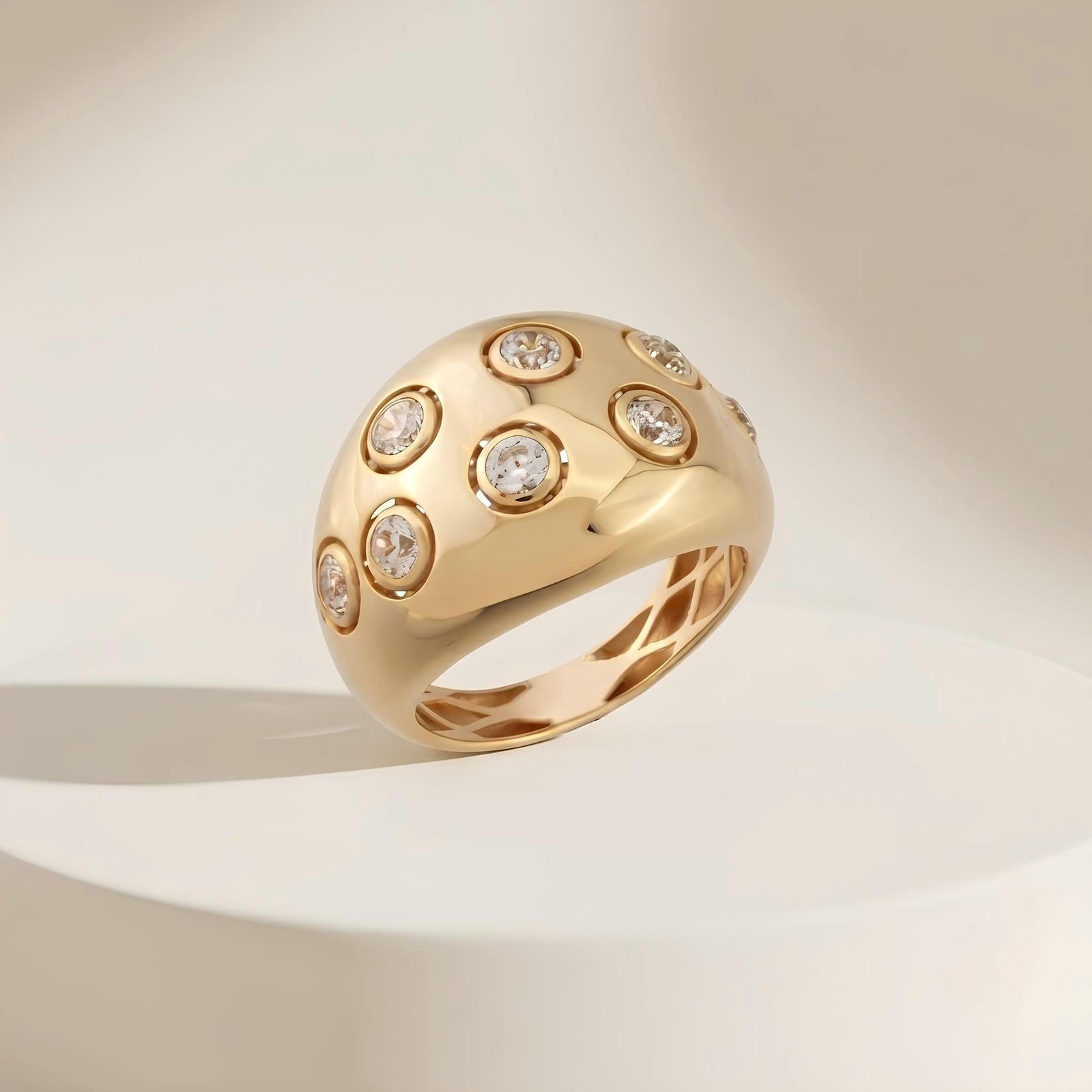 Scattered Bezel Dome Ring