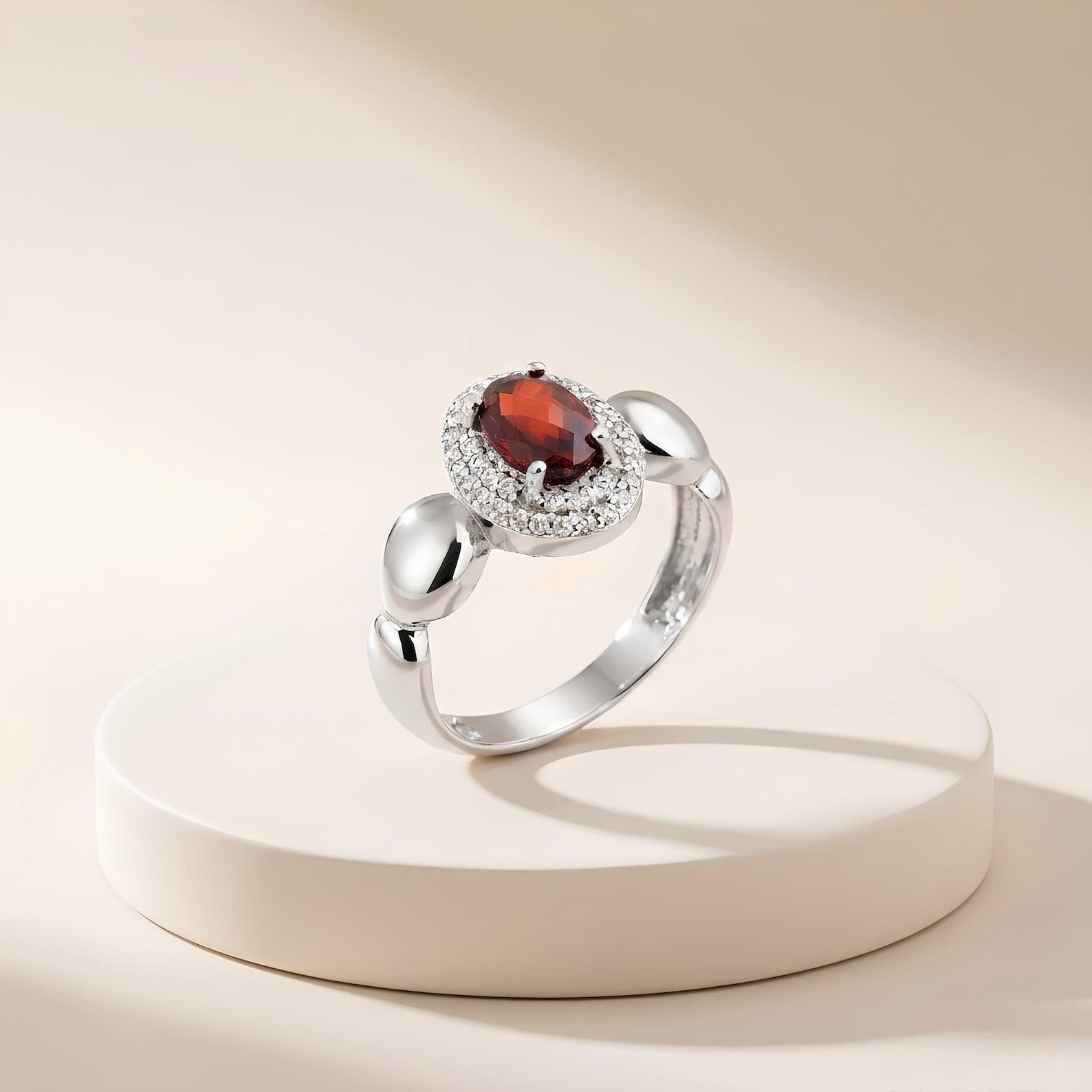 Garnet Halo Ring