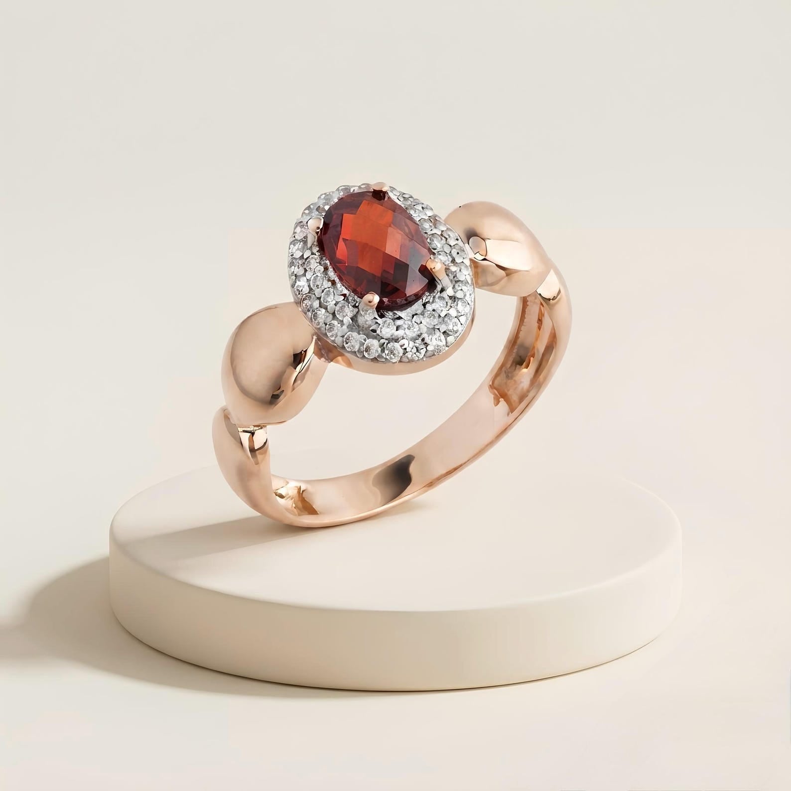 Garnet Halo Ring