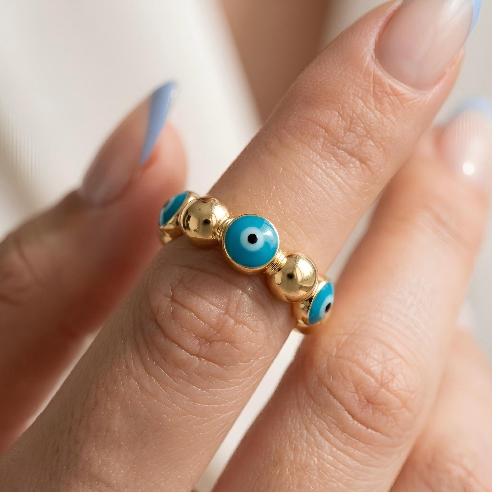 Evil Eye Bead Ring