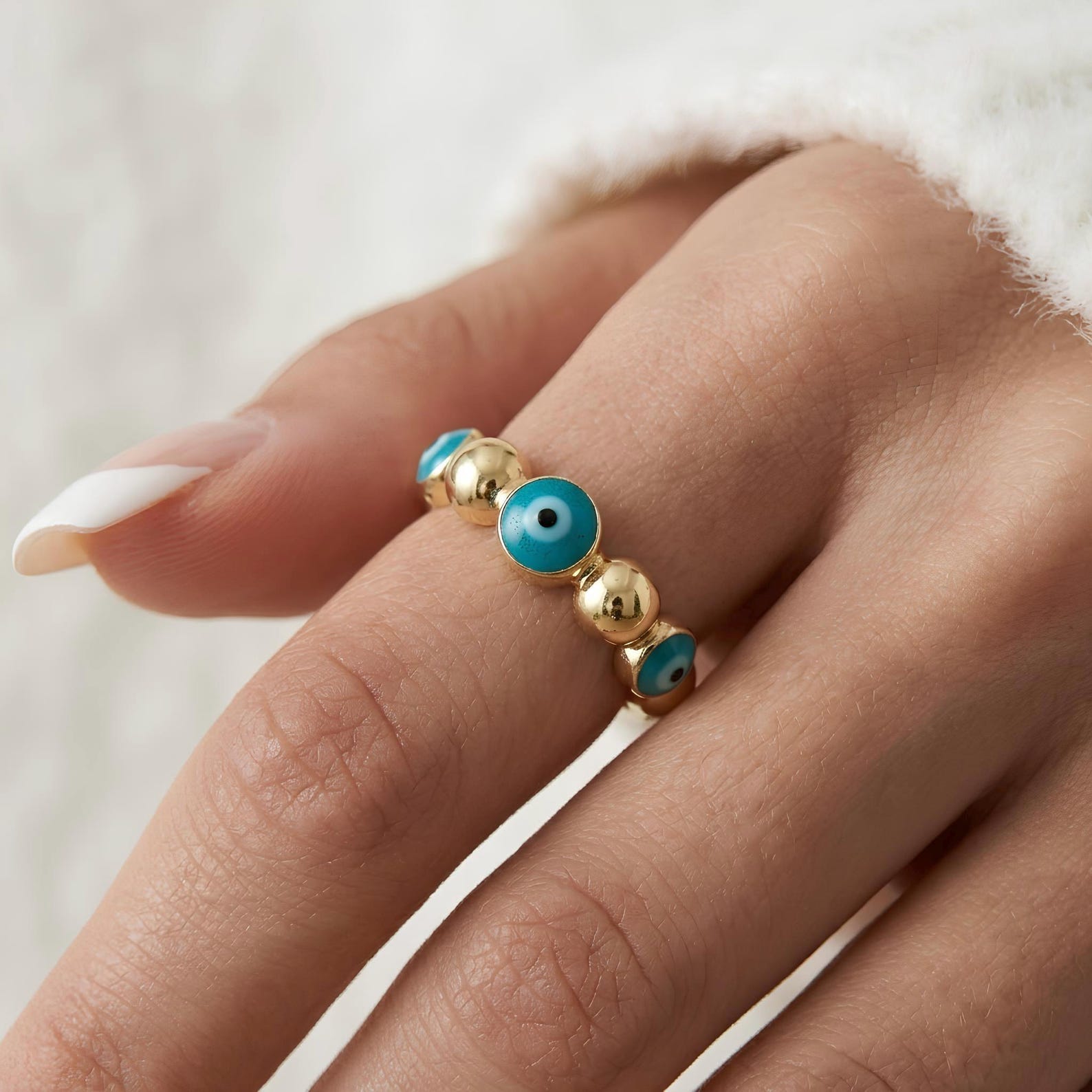 Evil Eye Bead Ring