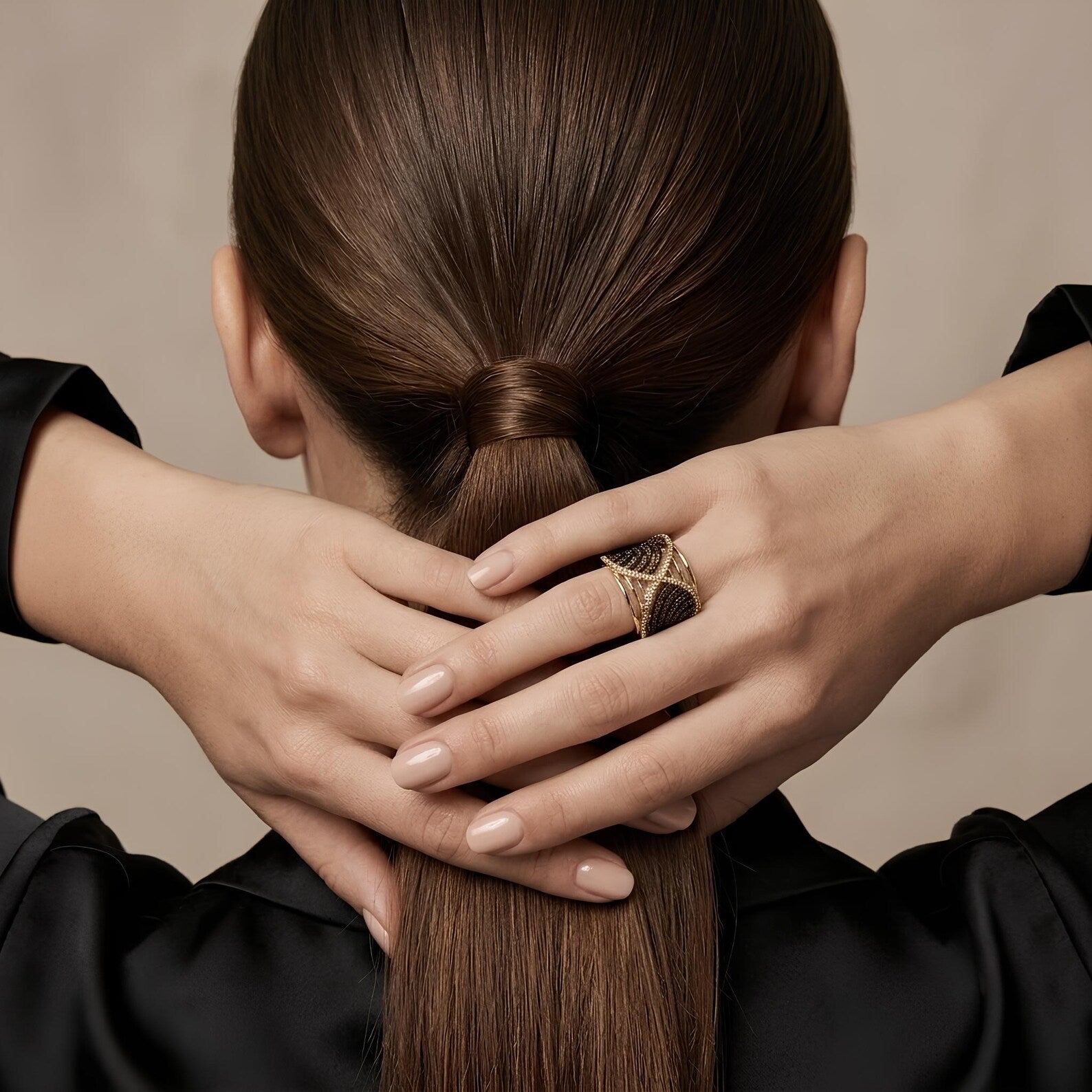 Black Pave Angel Wing Ring
