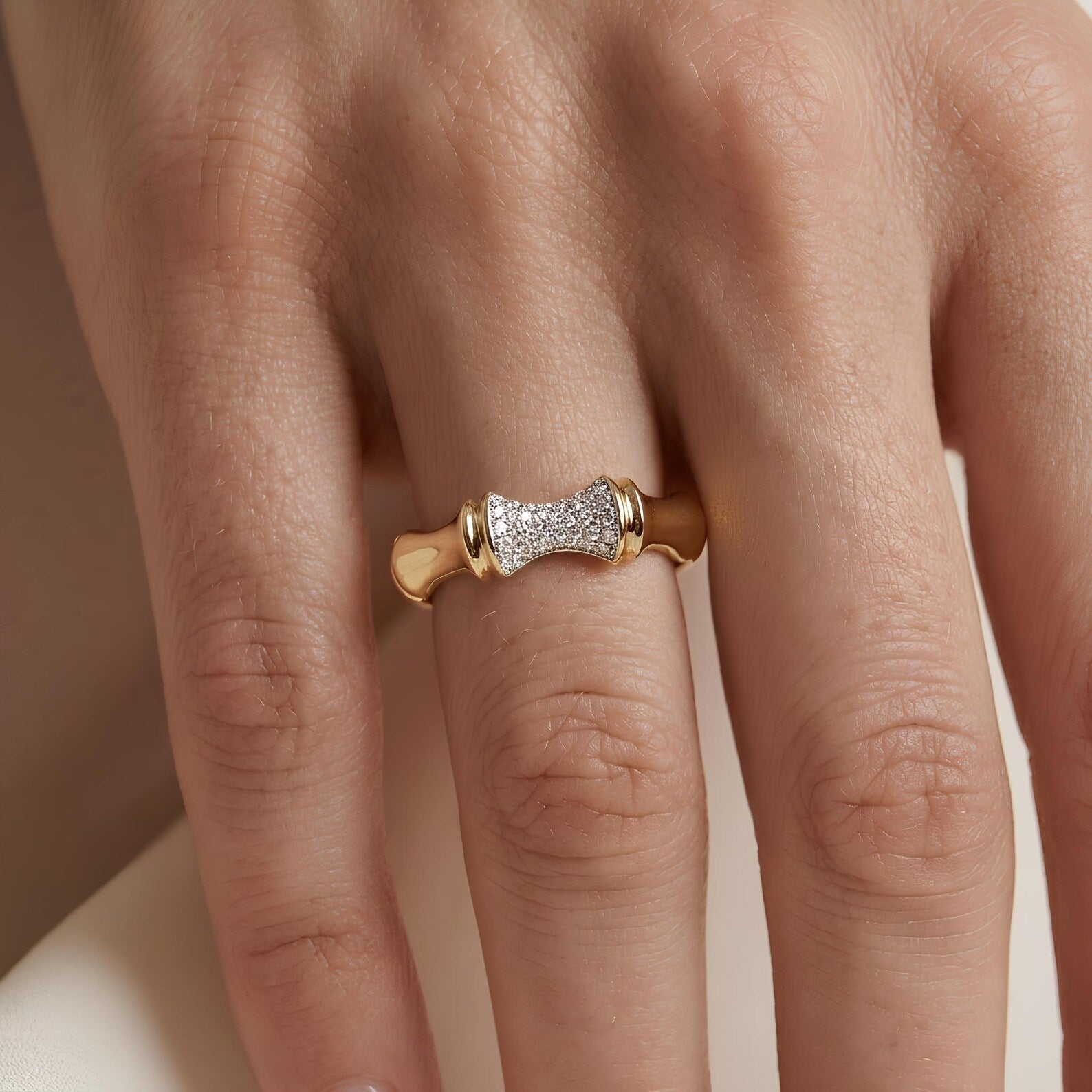 Bamboo Zircon Ring