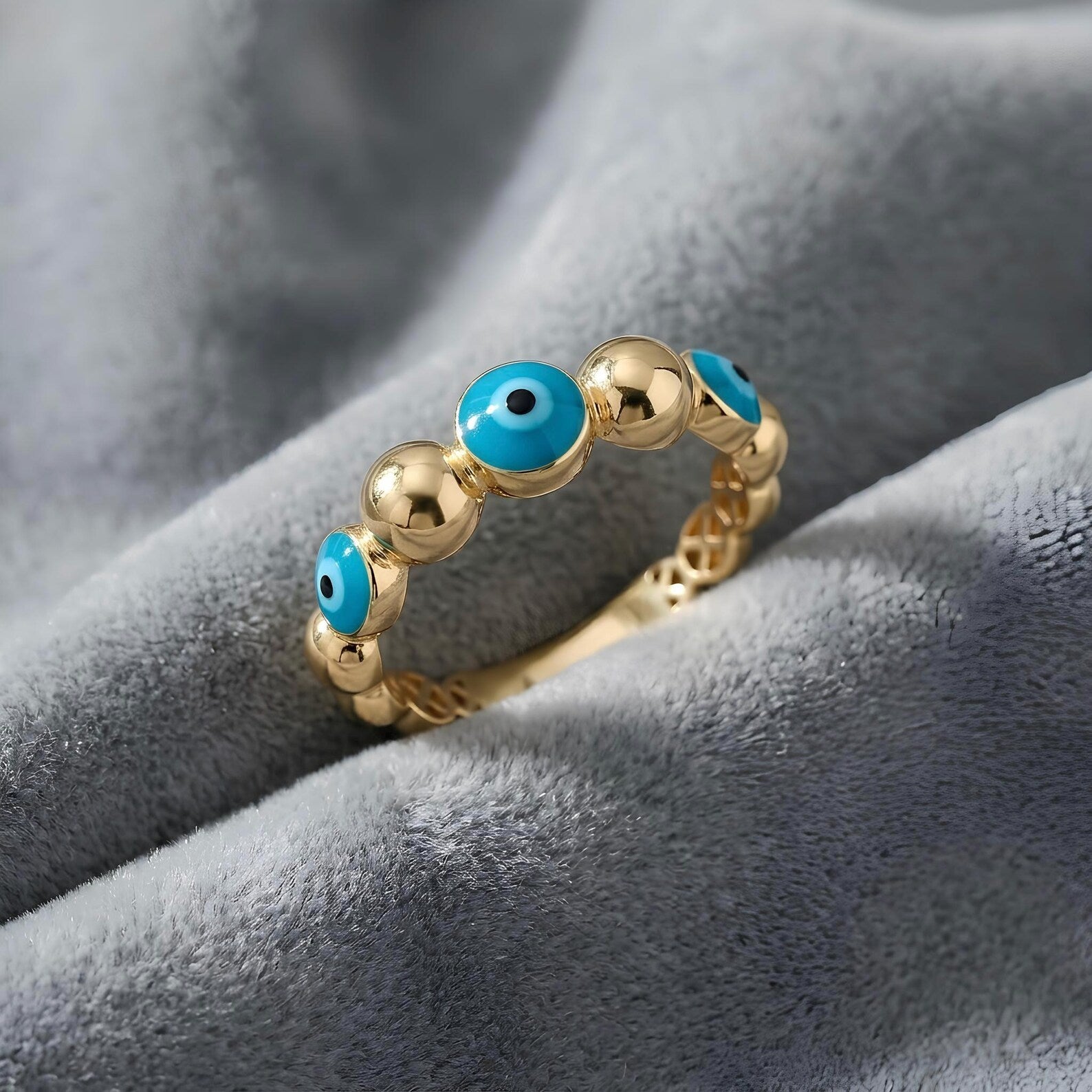 Evil Eye Bead Ring