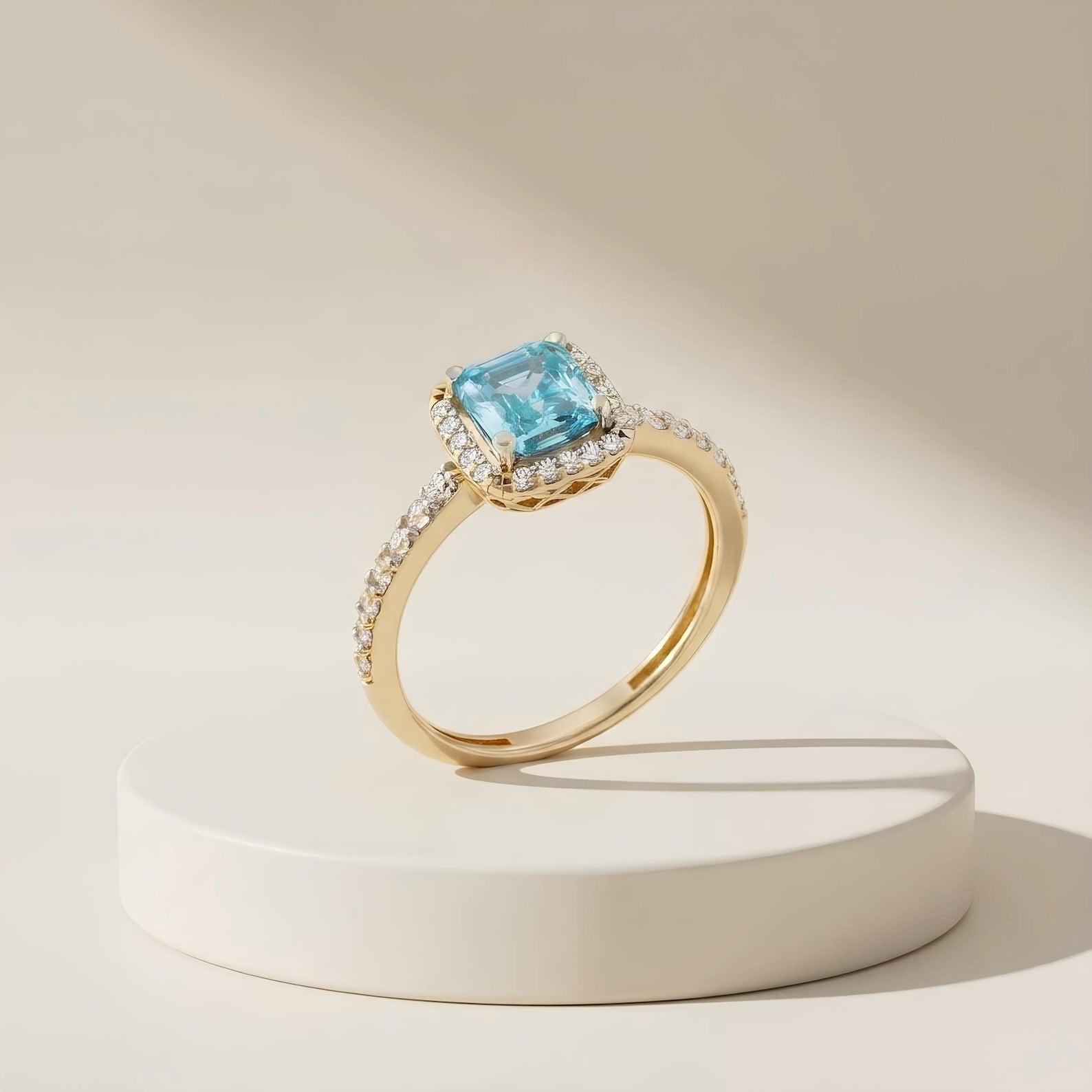 Blue Topaz Halo Ring