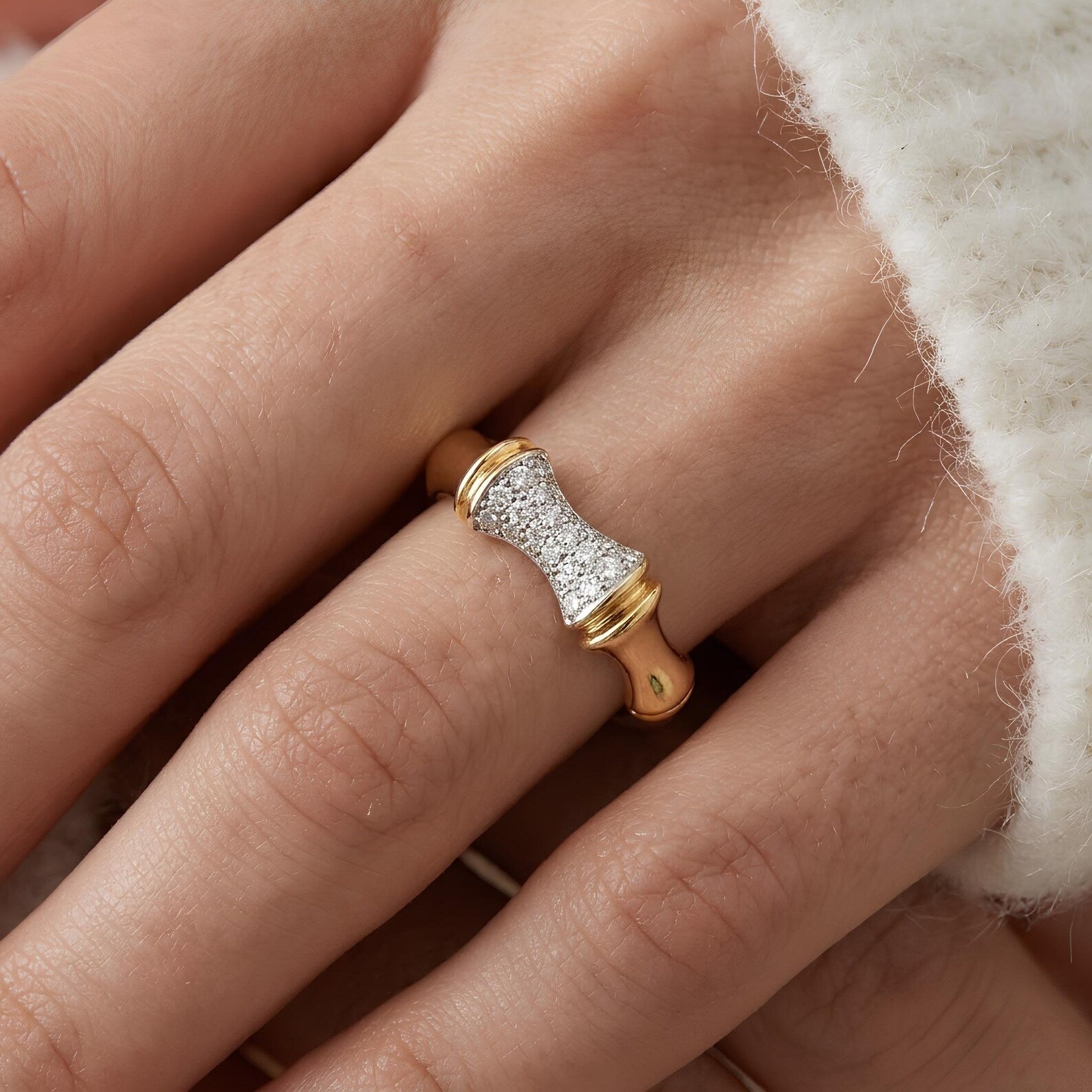 Bamboo Zircon Ring