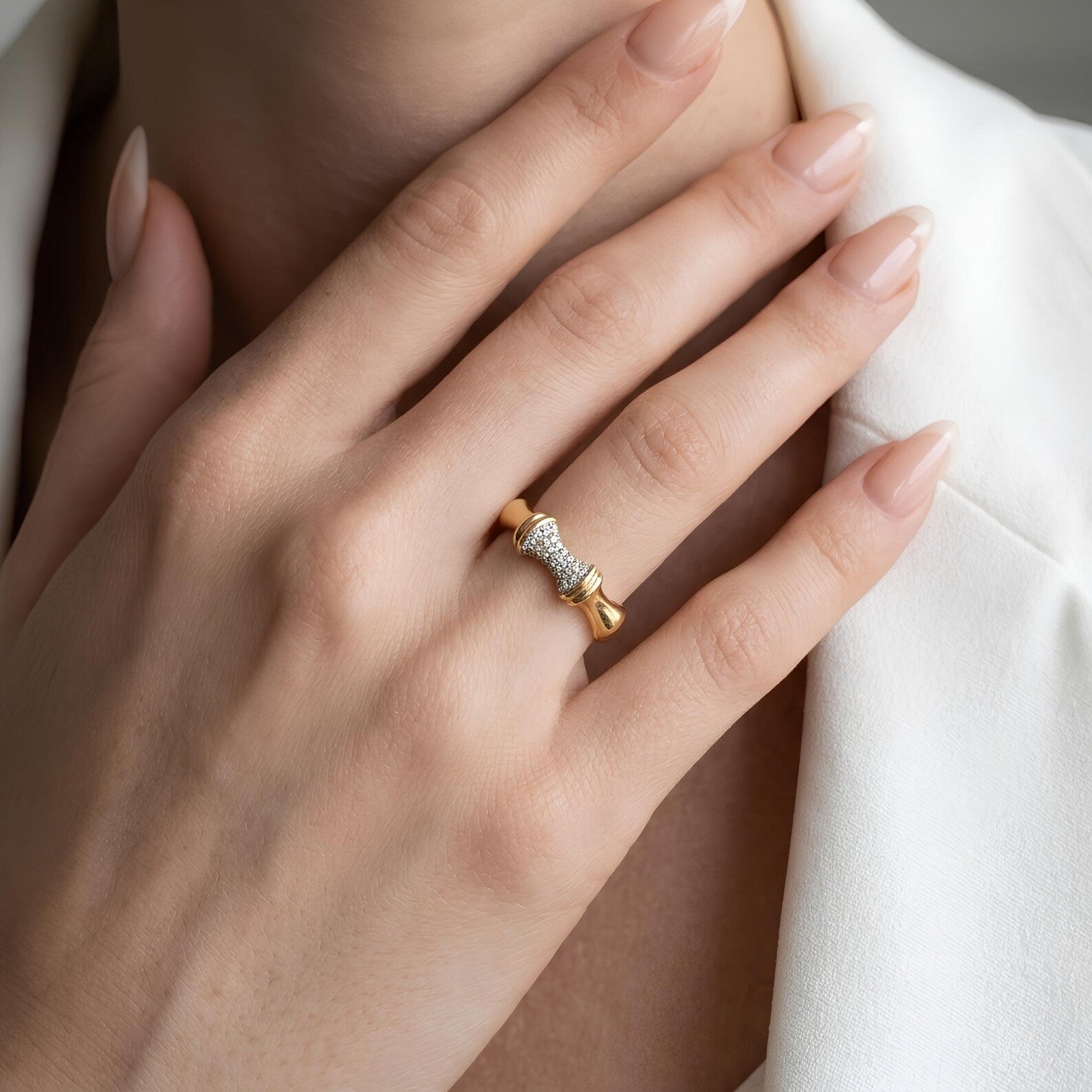 Bamboo Zircon Ring