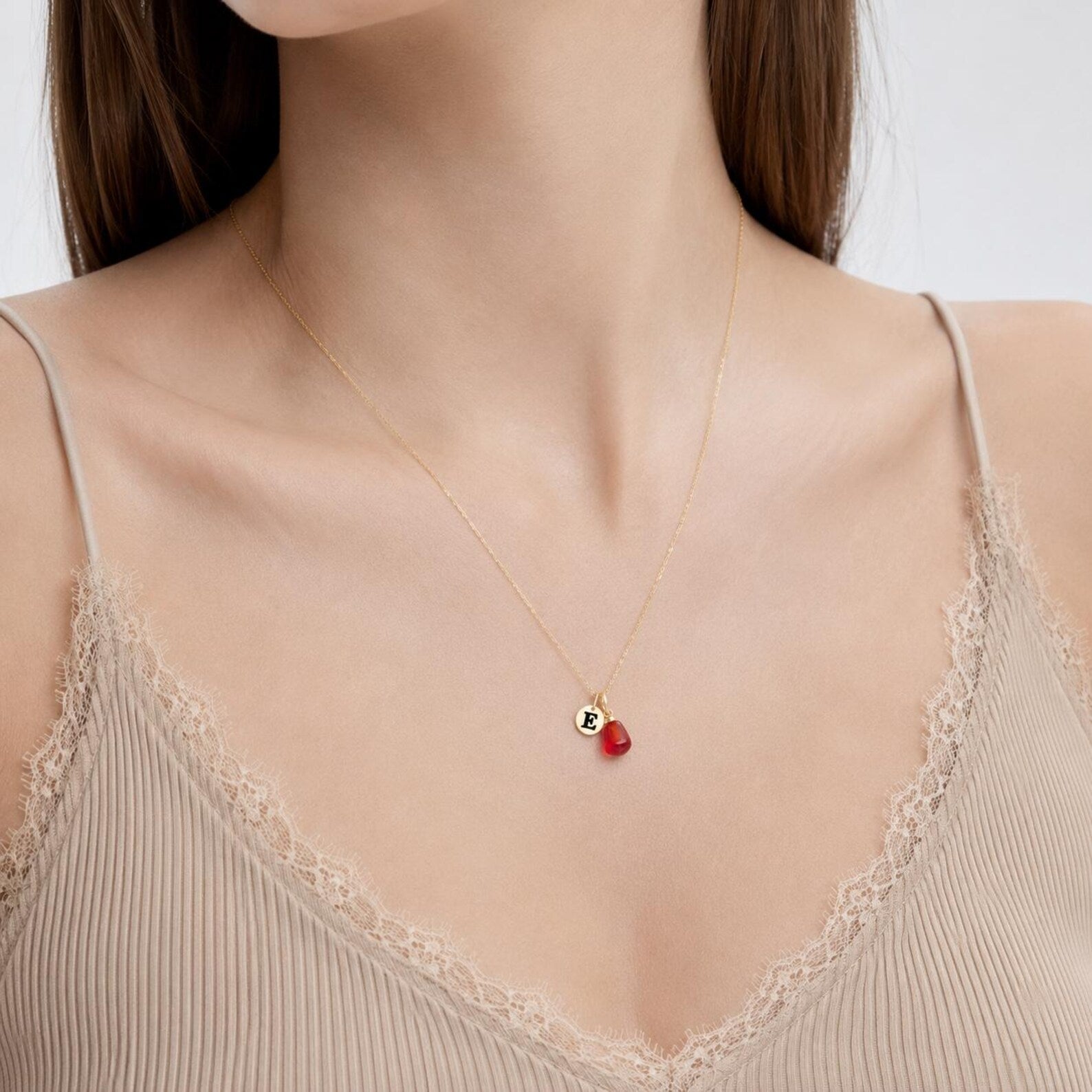 Pomegranate Letter Necklace