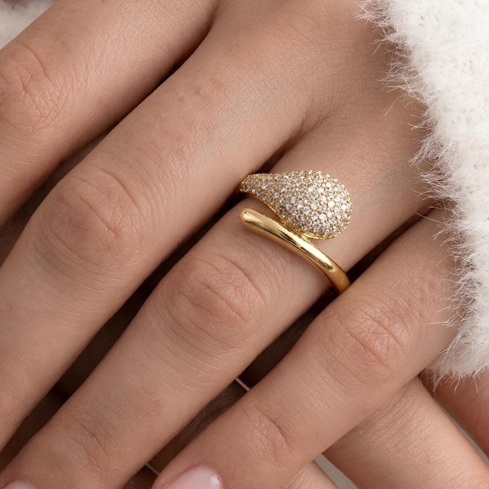 Pave Crossover Ring