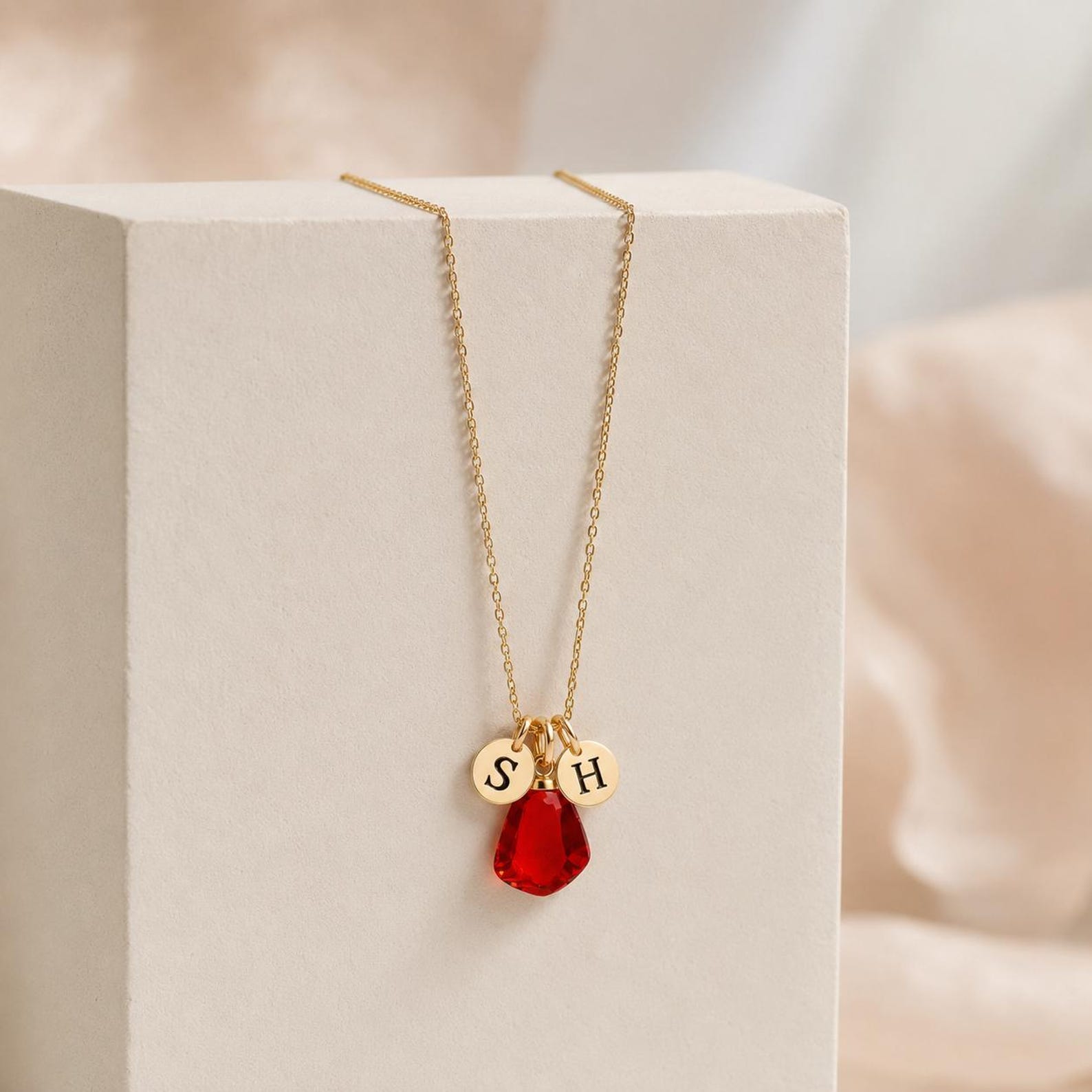 Pomegranate Letter Necklace