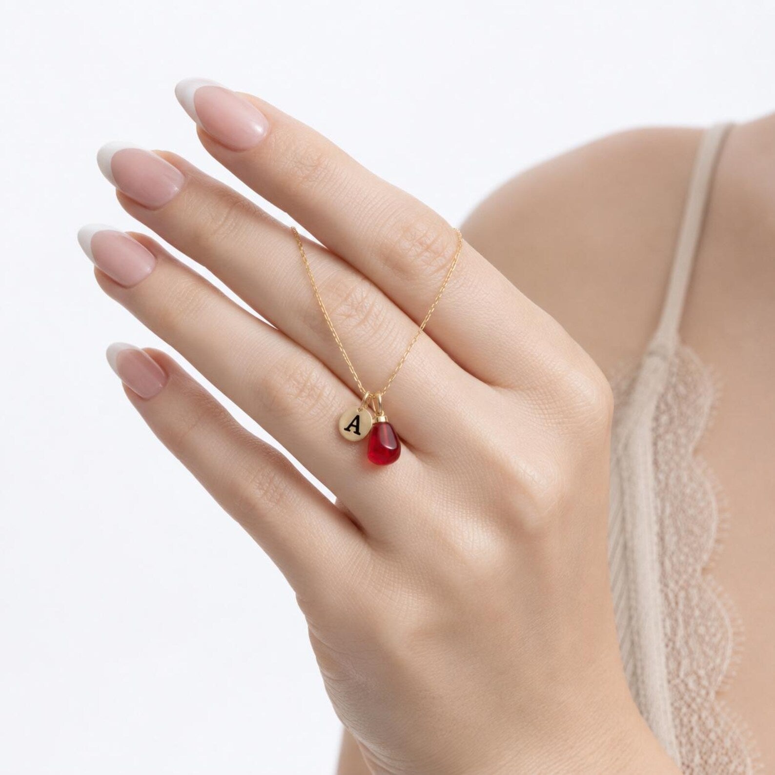 Pomegranate Letter Necklace