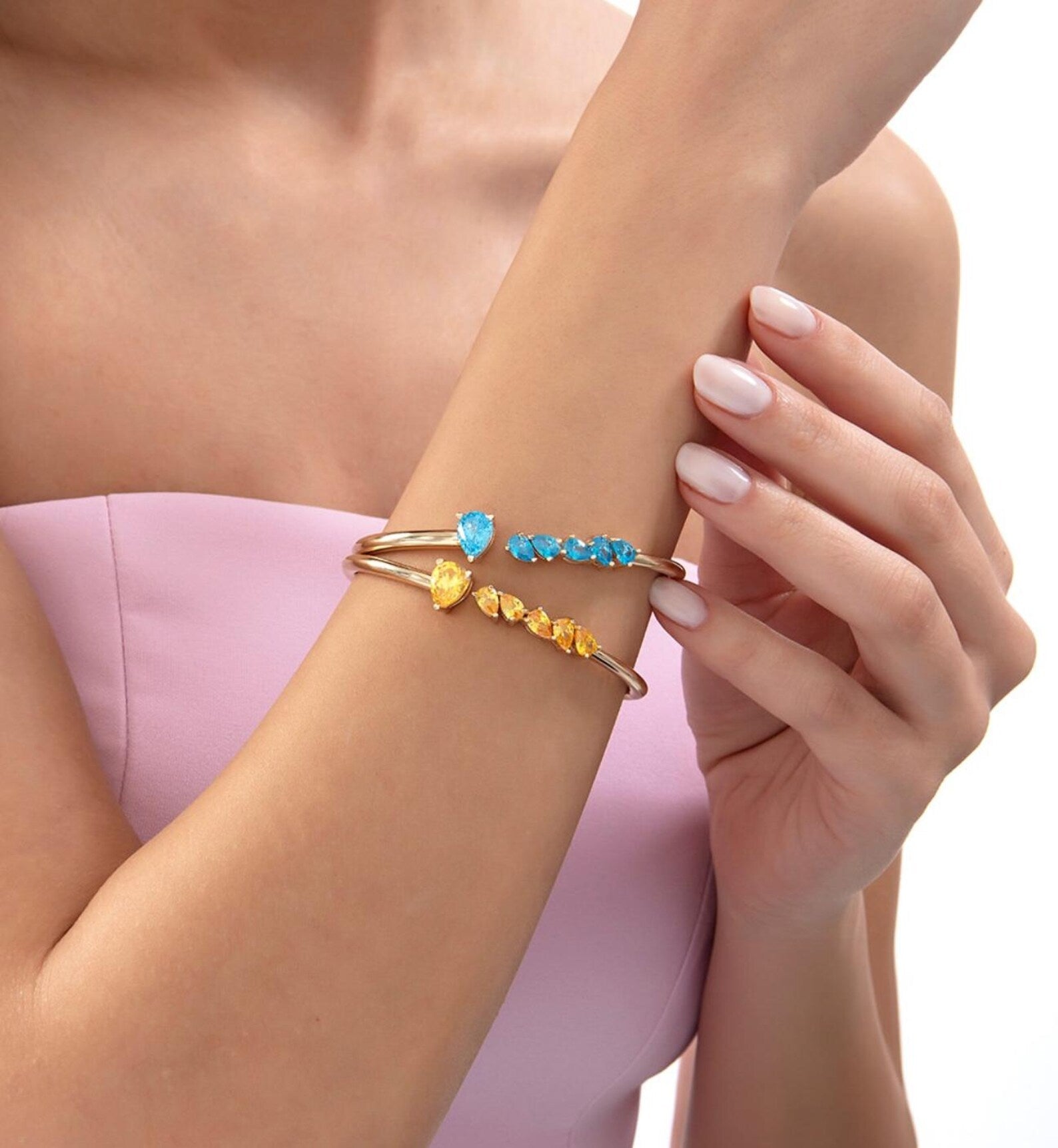 Blue Topaz Cluster Bangle