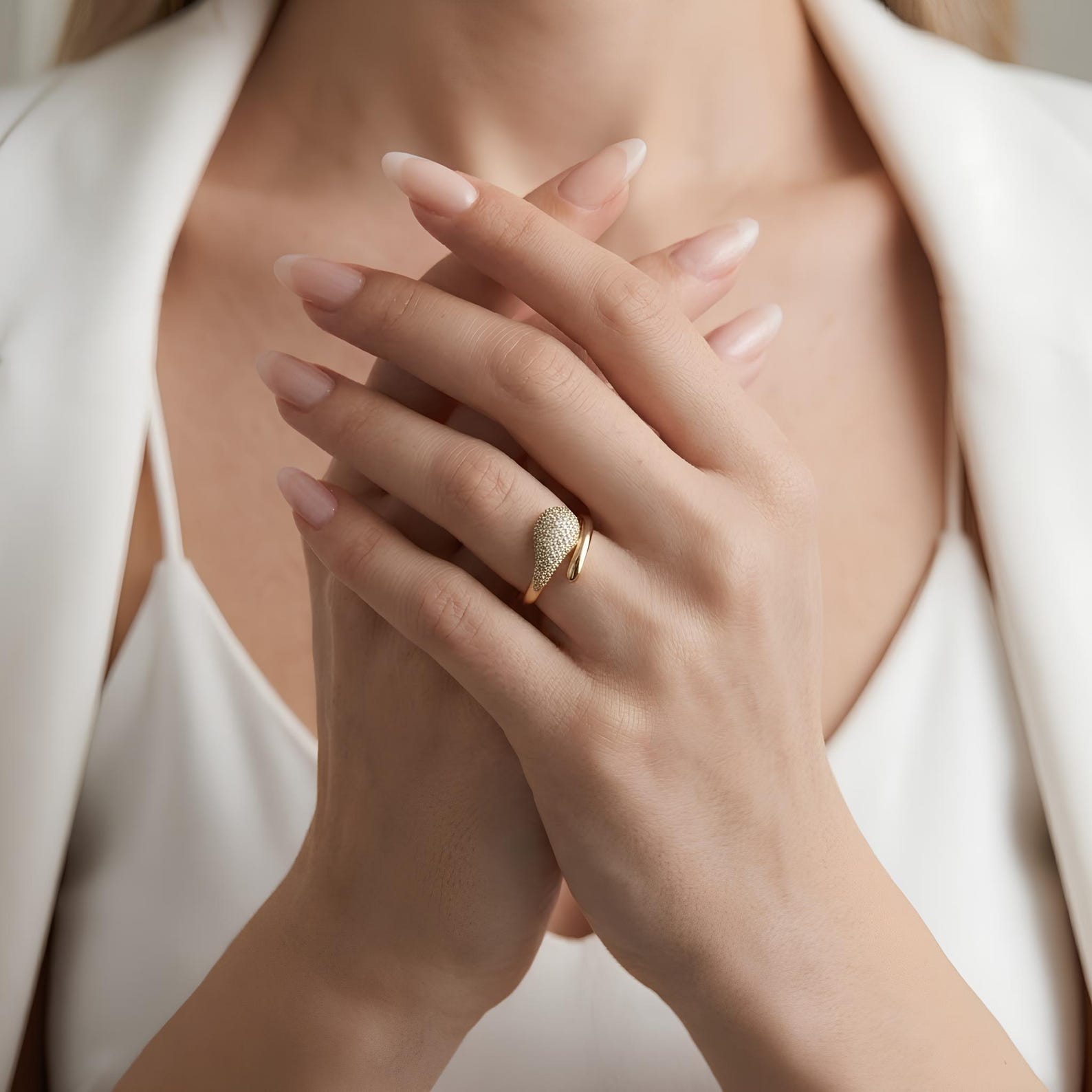 Pave Crossover Ring