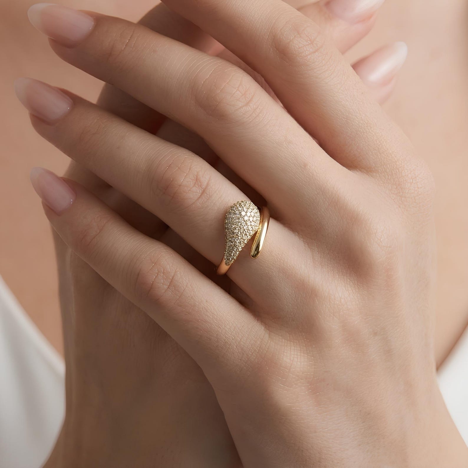 Pave Crossover Ring